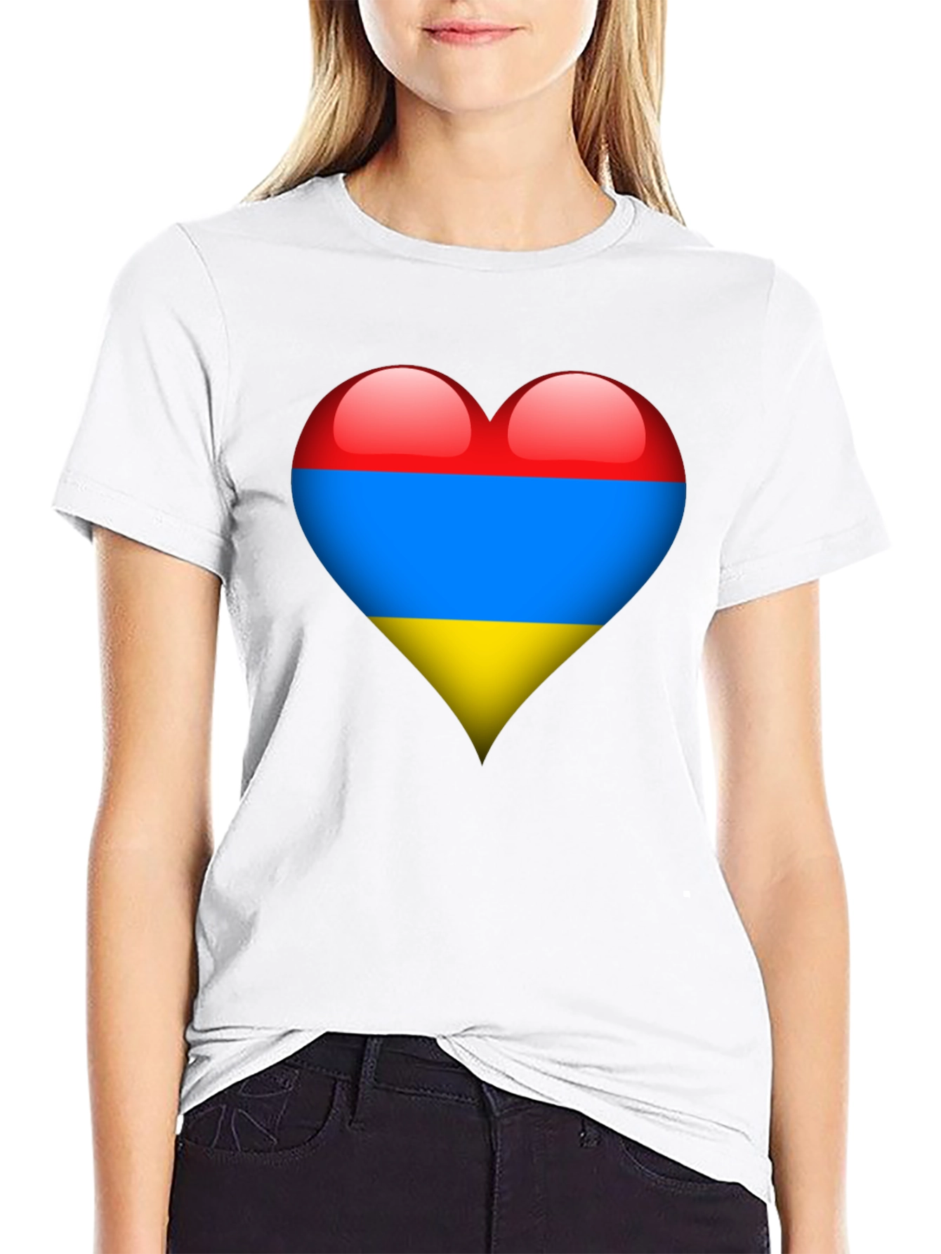 Armenia Flag Heart Graphic Tee - Black