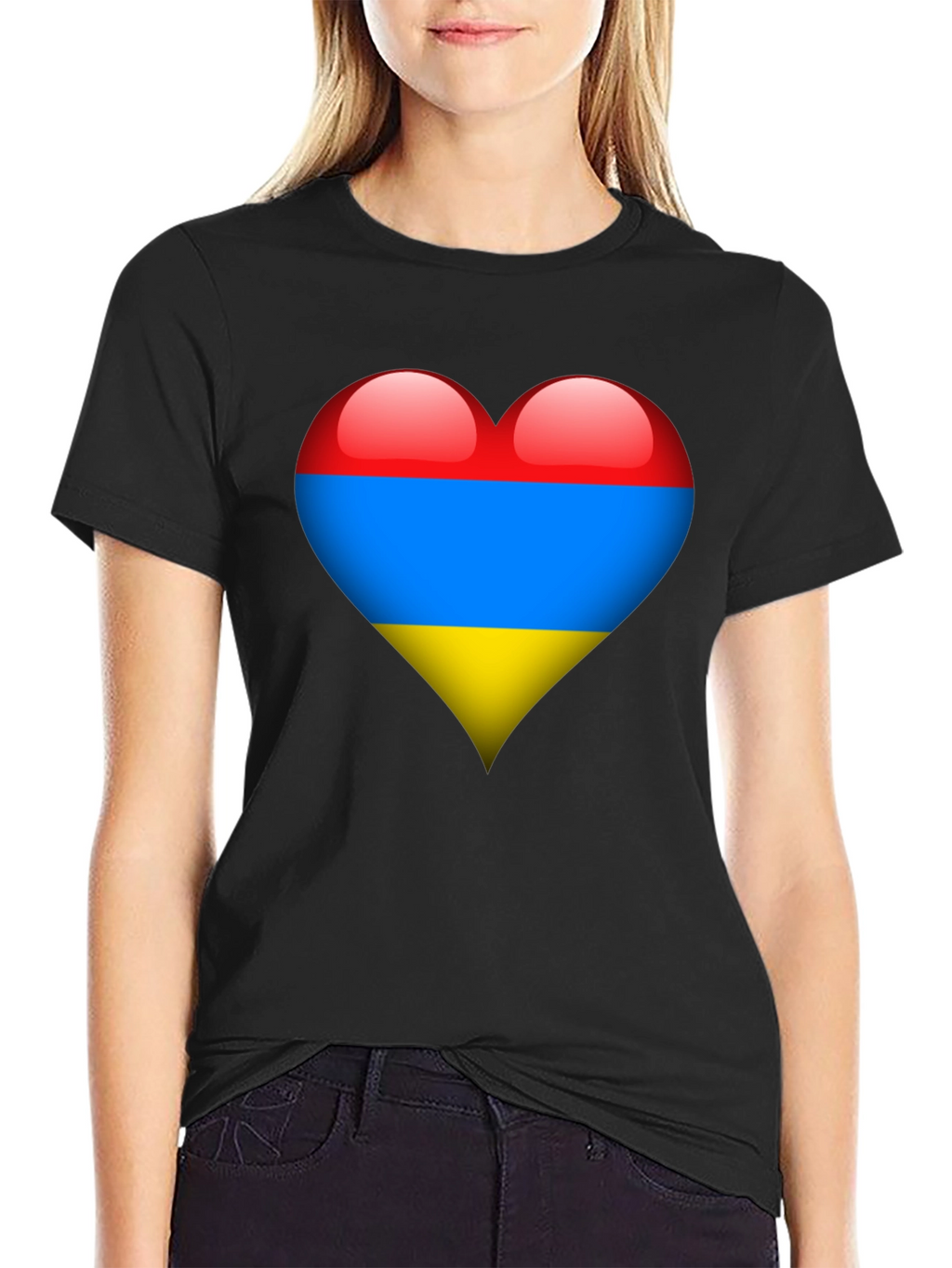 Armenia Flag Heart Graphic Tee - Black