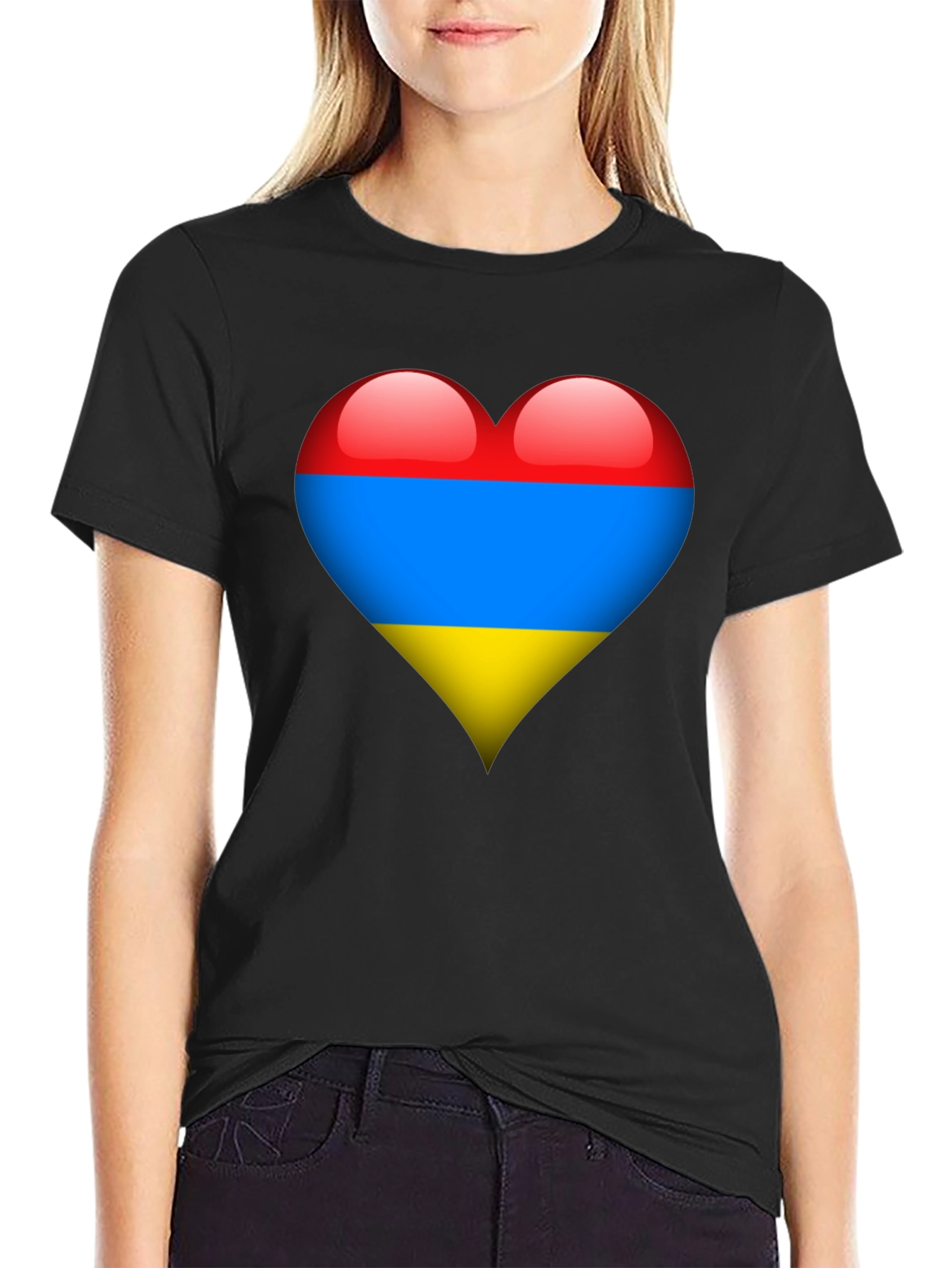 Armenia Flag Heart Graphic Tee - Black