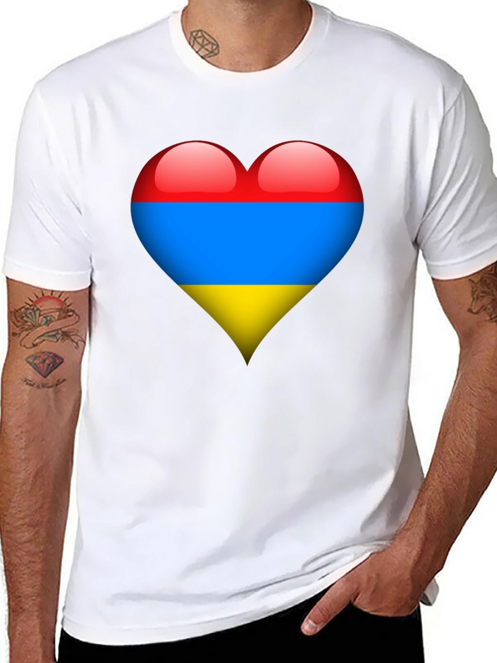 Armenia Flag Heart Graphic Tee - Black