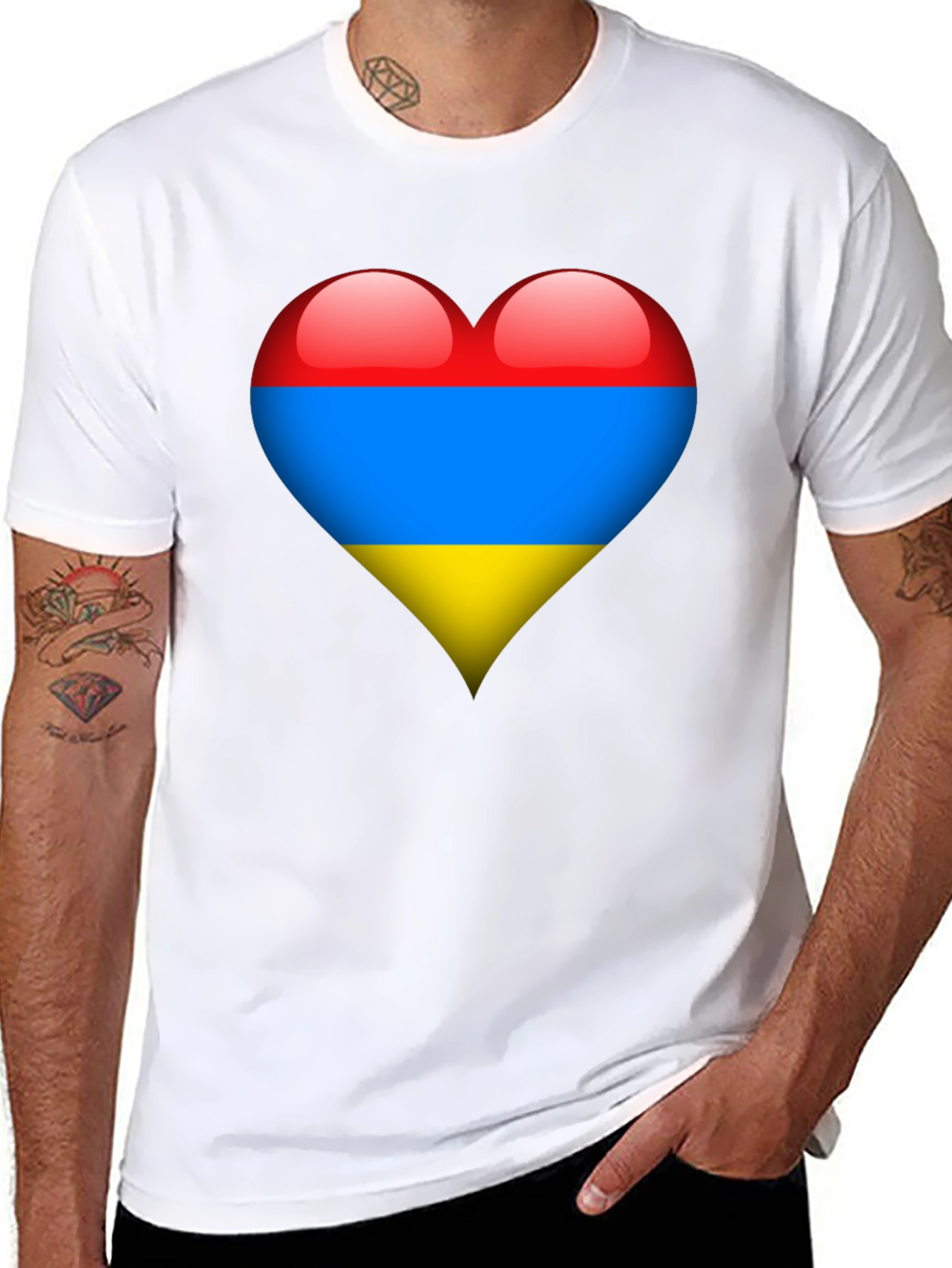 Armenia Flag Heart Graphic Tee - Black