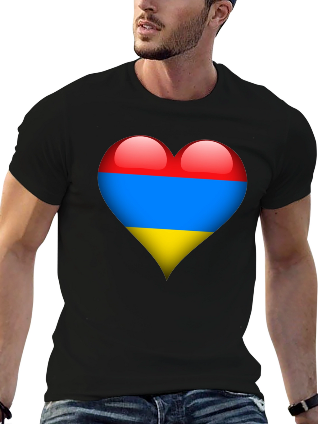Armenia Flag Heart Graphic Tee - Black