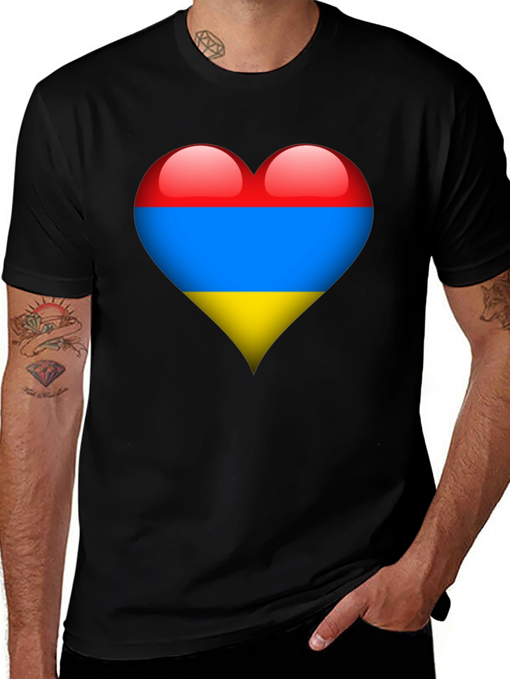 Armenia Flag Heart Graphic Tee - Black