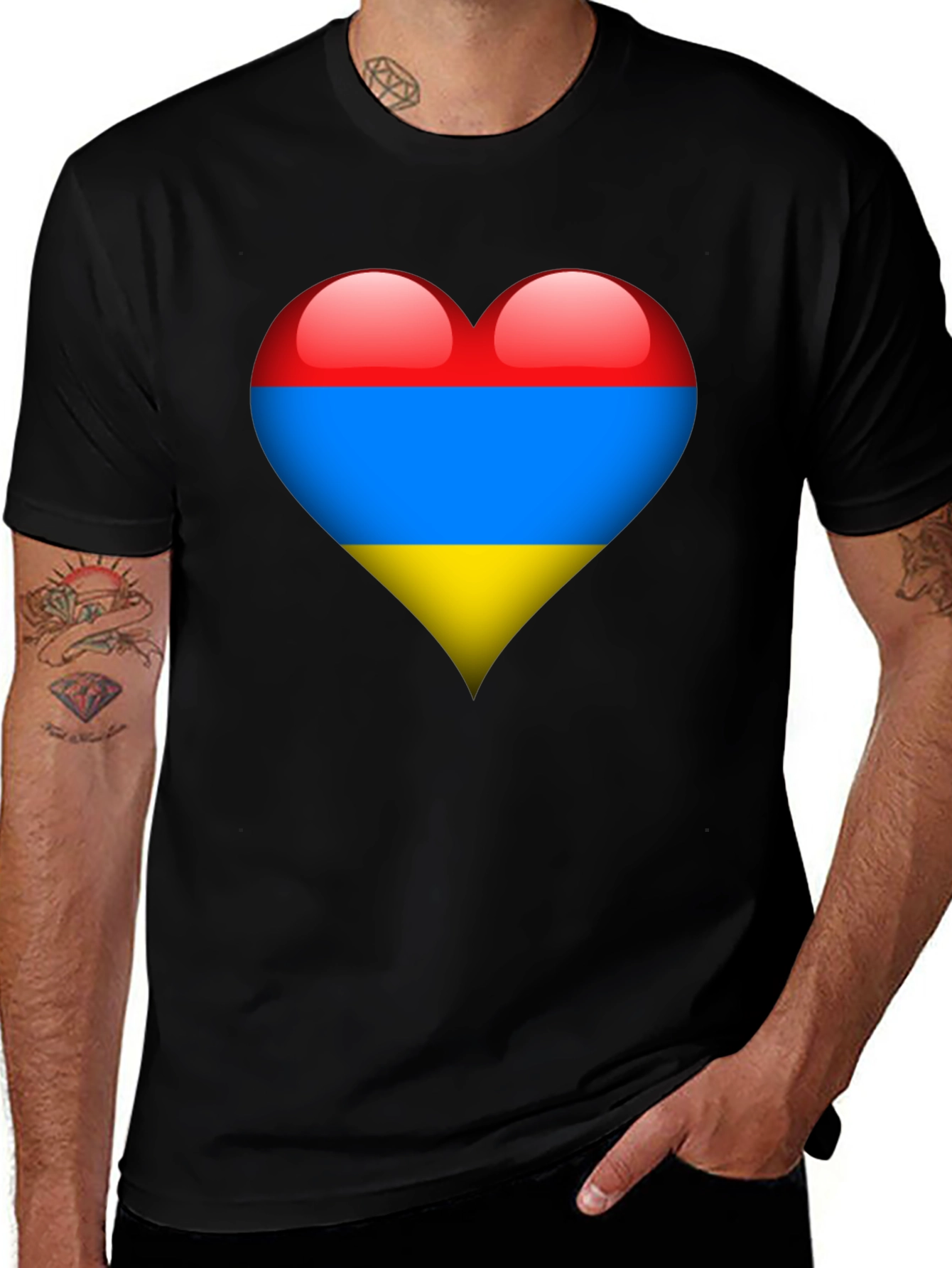Armenia Flag Heart Graphic Tee - Black