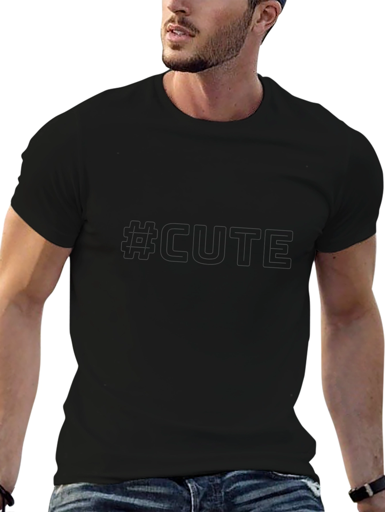 Black #Cute Graphic Tee - Modern Casual Wear