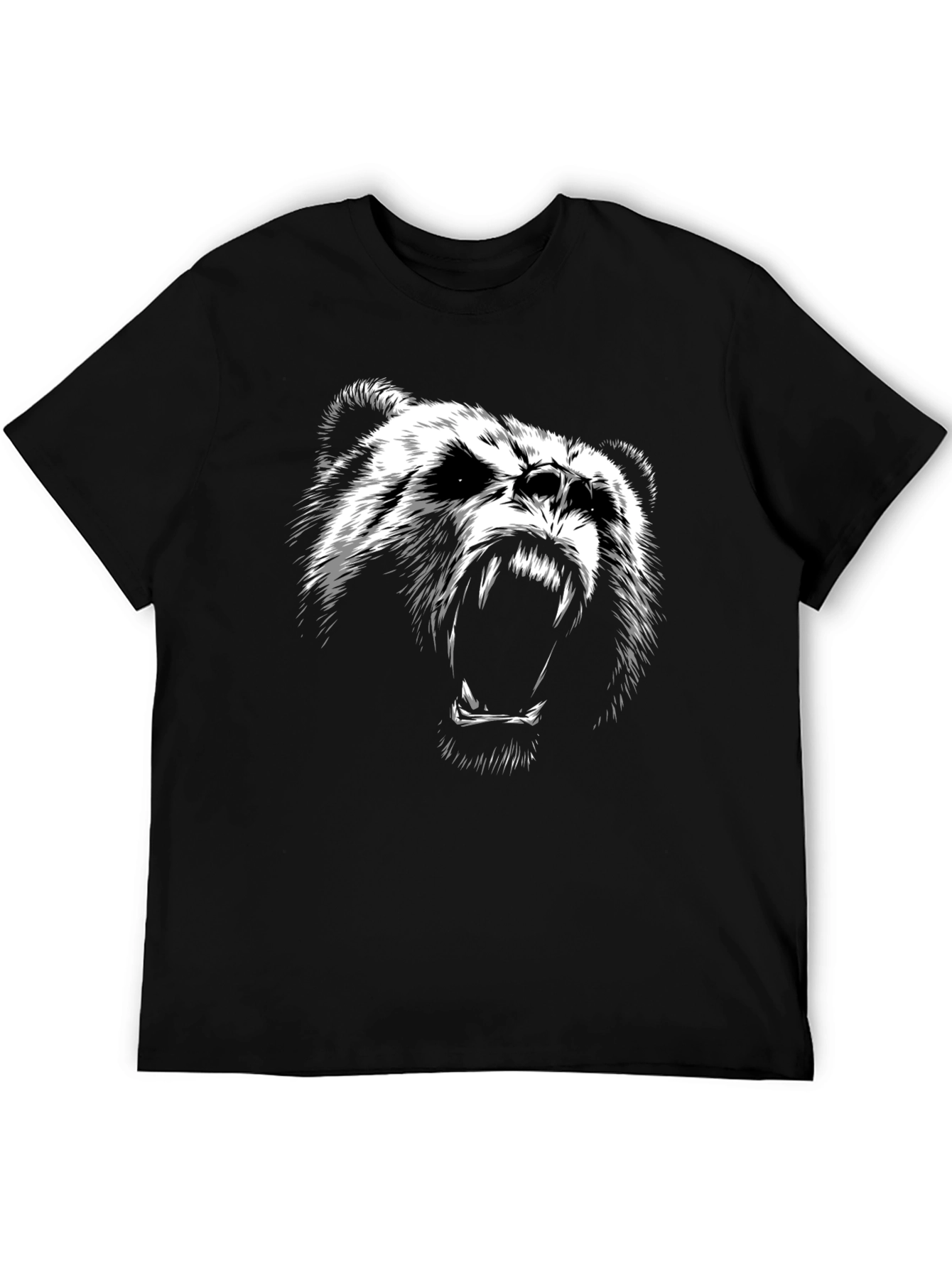 Black T-Shirt with Bear Graphic