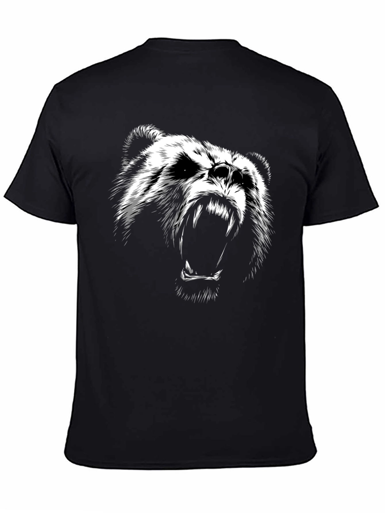 Black T-Shirt with Bear Graphic