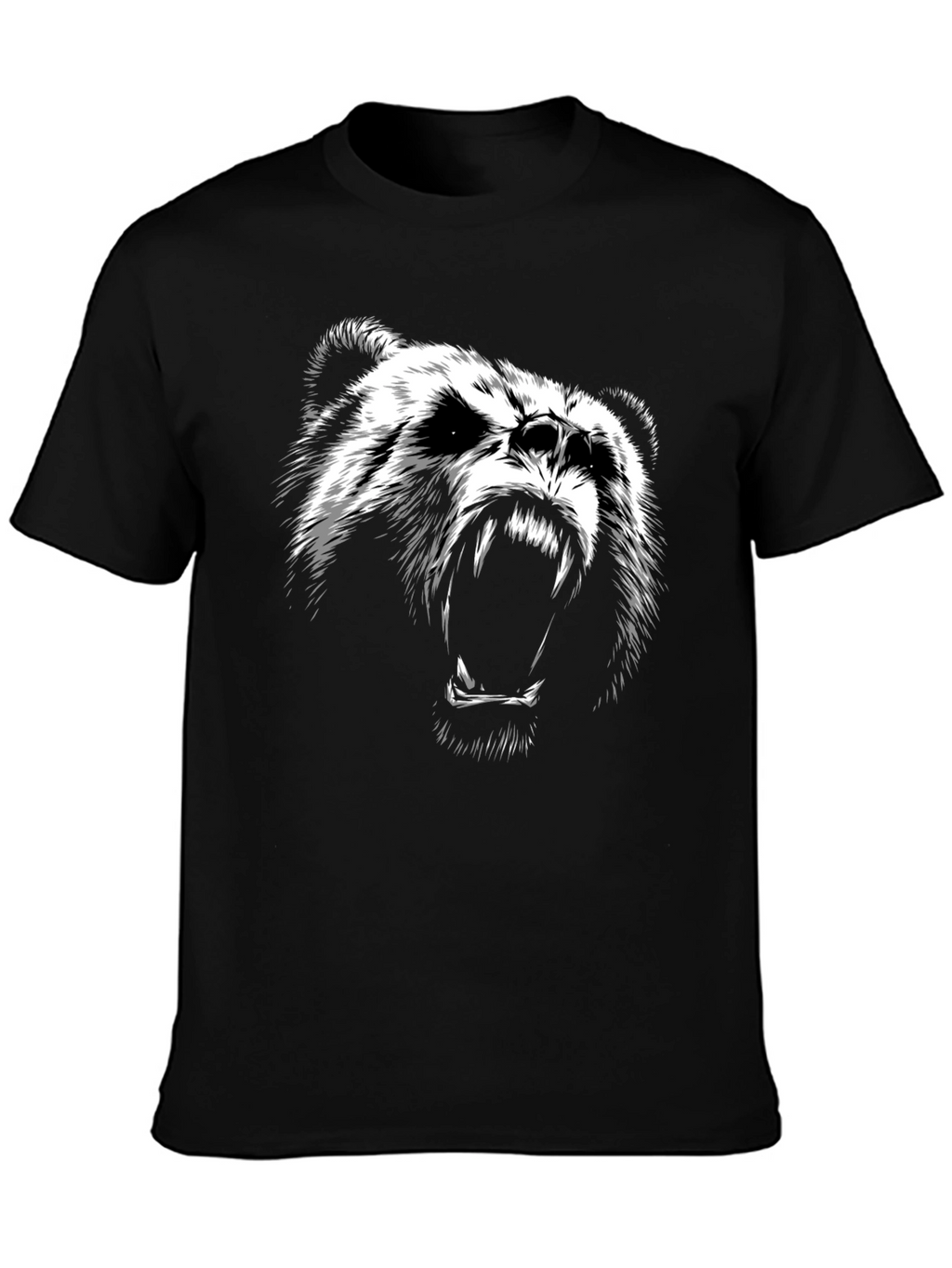 Black T-Shirt with Bear Graphic