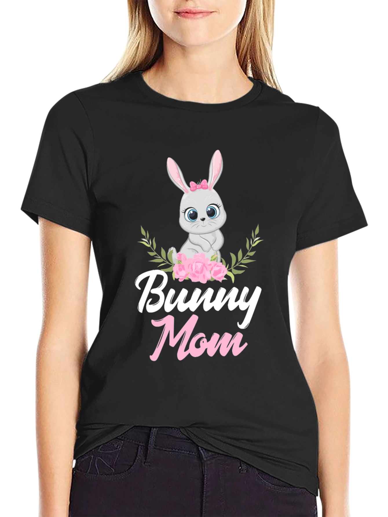 Bunny Mom Graphic T-Shirt - Cute Easter Tee