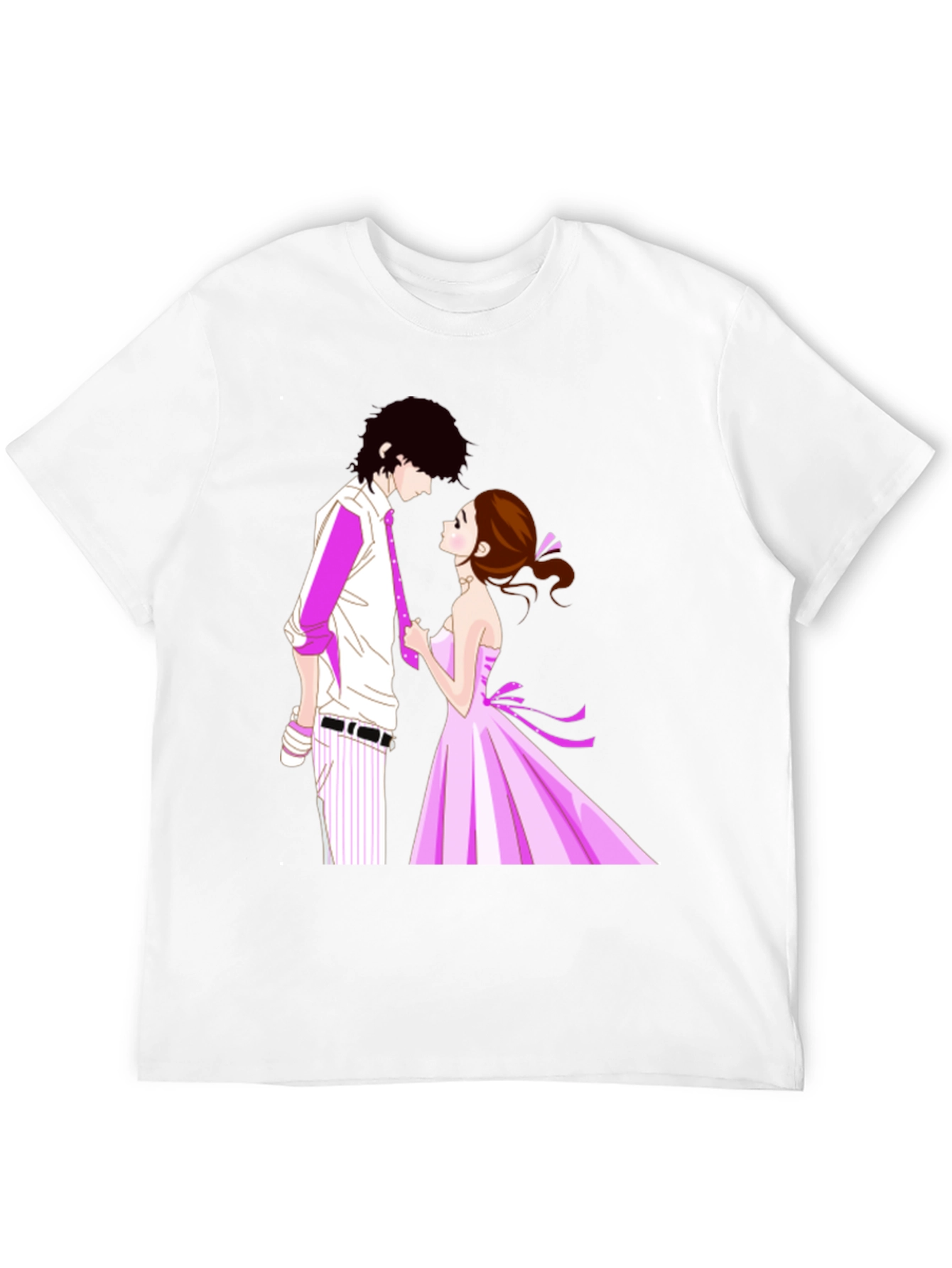 Anime Couple Graphic Black T-Shirt