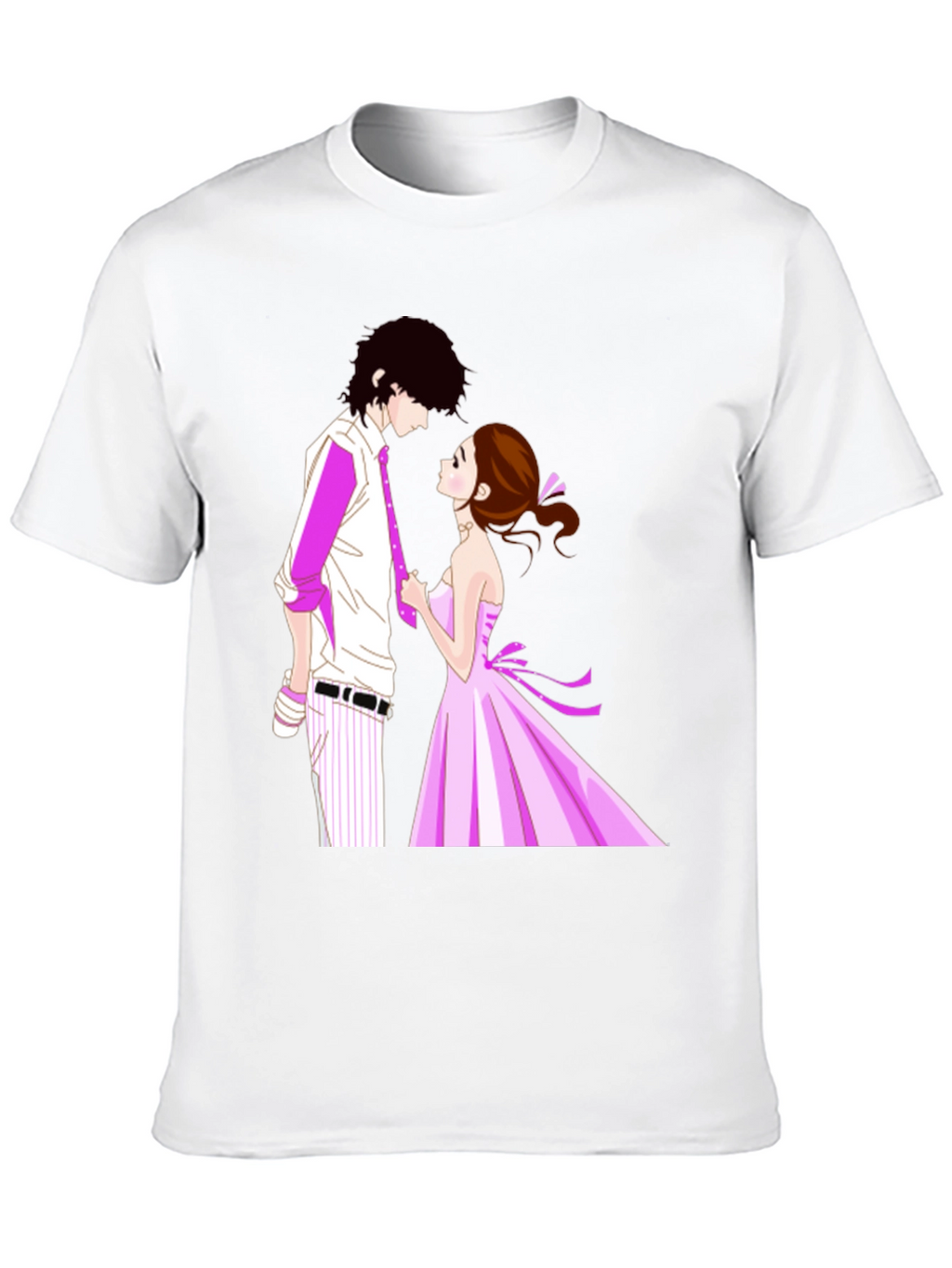 Anime Couple Graphic Black T-Shirt