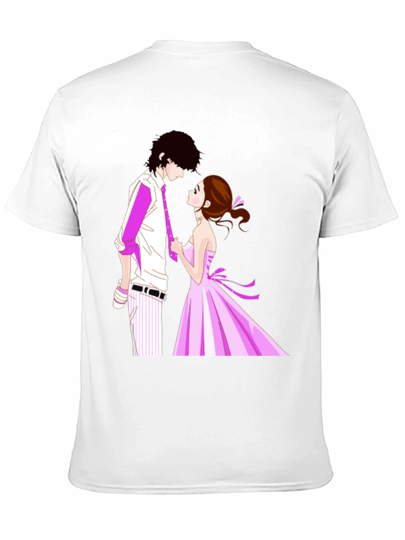 Anime Couple Graphic Black T-Shirt