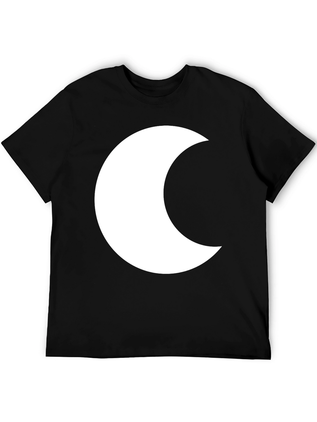 Black T-Shirt with White Crescent Moon Graphic