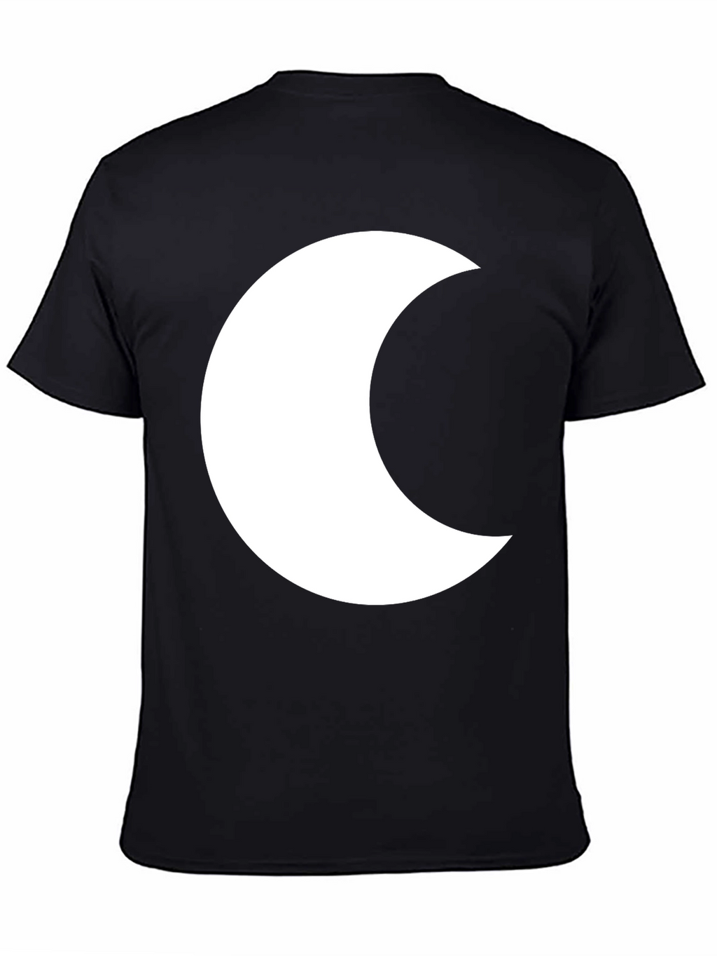 Black T-Shirt with White Crescent Moon Graphic