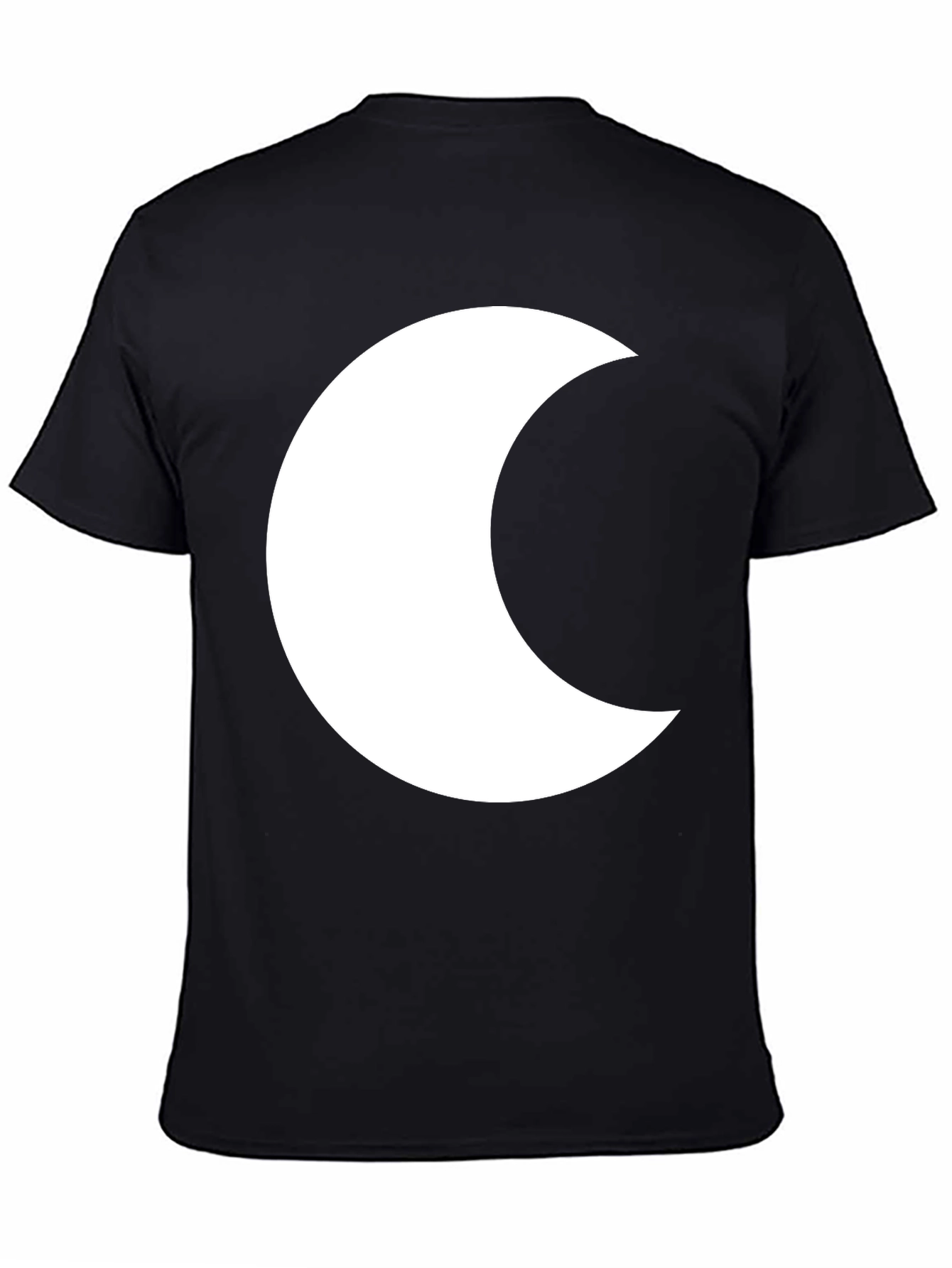 Black T-Shirt with White Crescent Moon Graphic