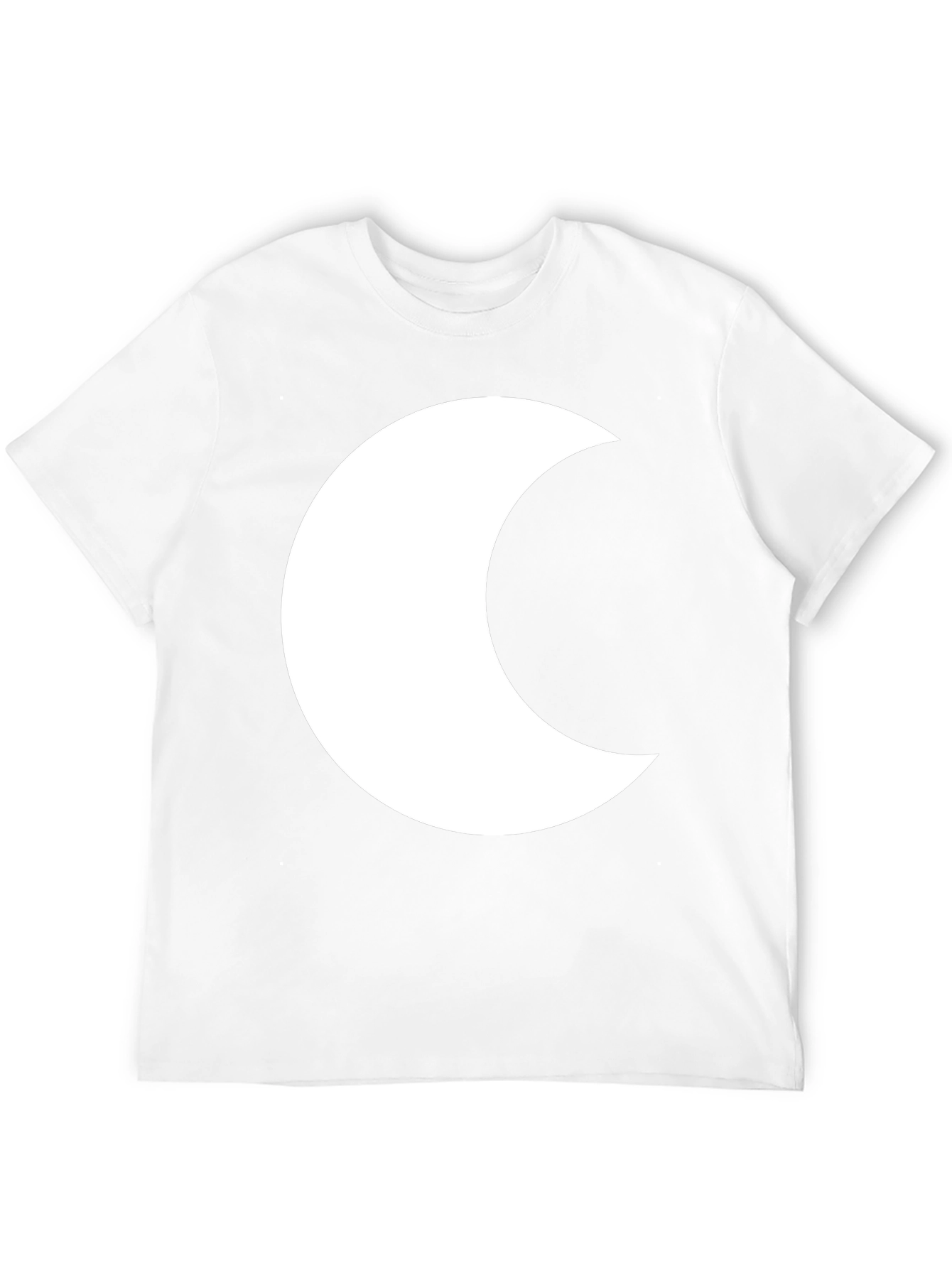 Black T-Shirt with White Crescent Moon Graphic