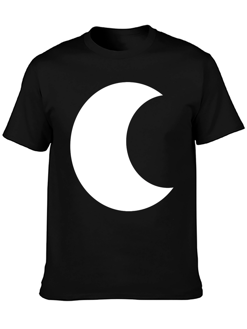 Black T-Shirt with White Crescent Moon Graphic