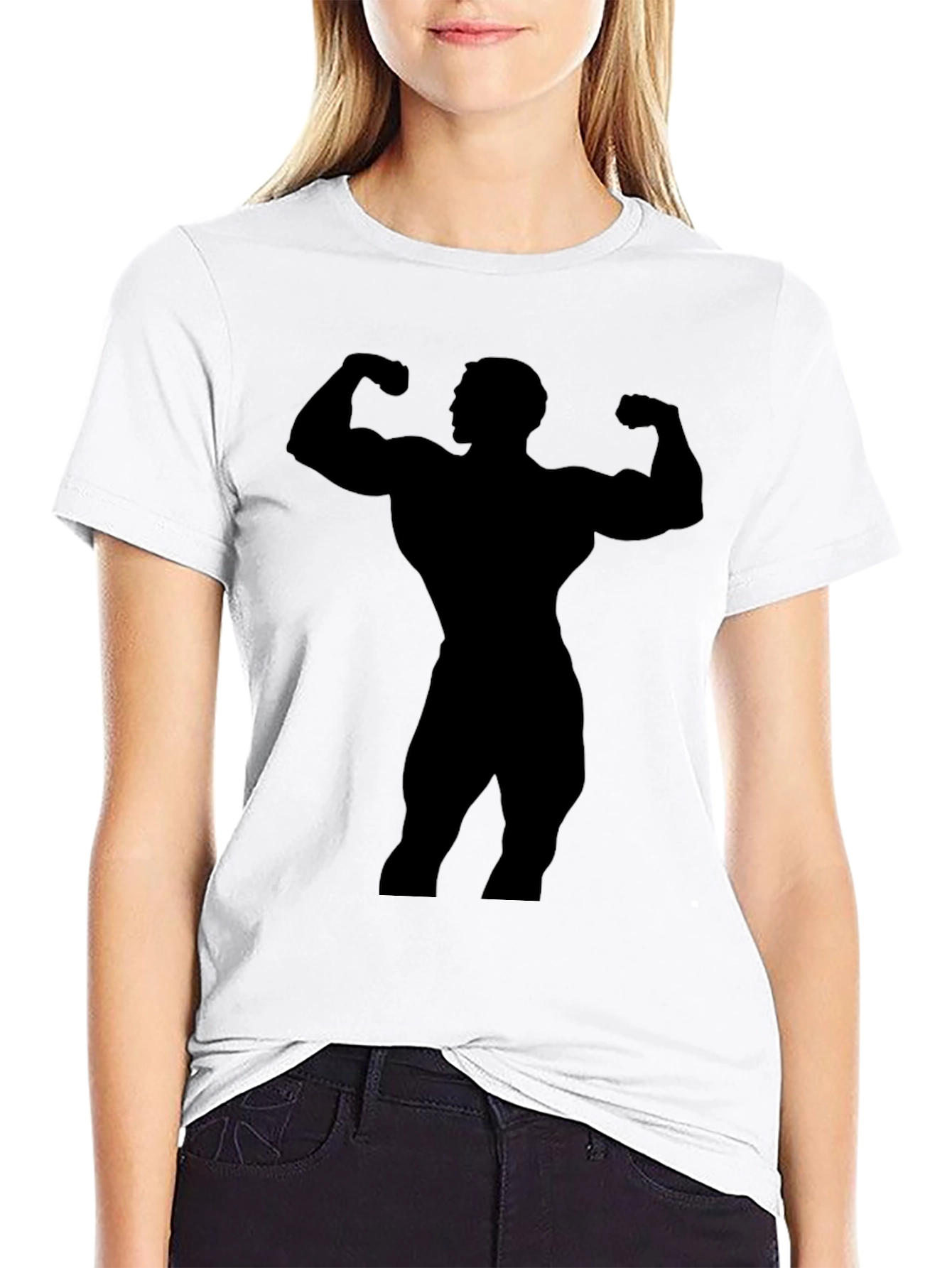 Bodybuilder Silhouette Graphic Black T-Shirt