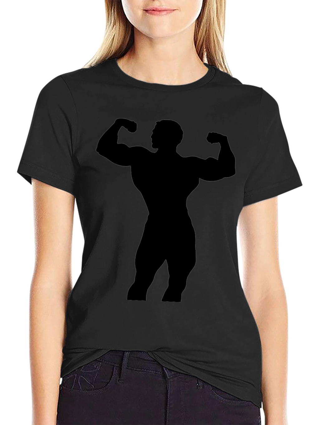 Bodybuilder Silhouette Graphic Black T-Shirt