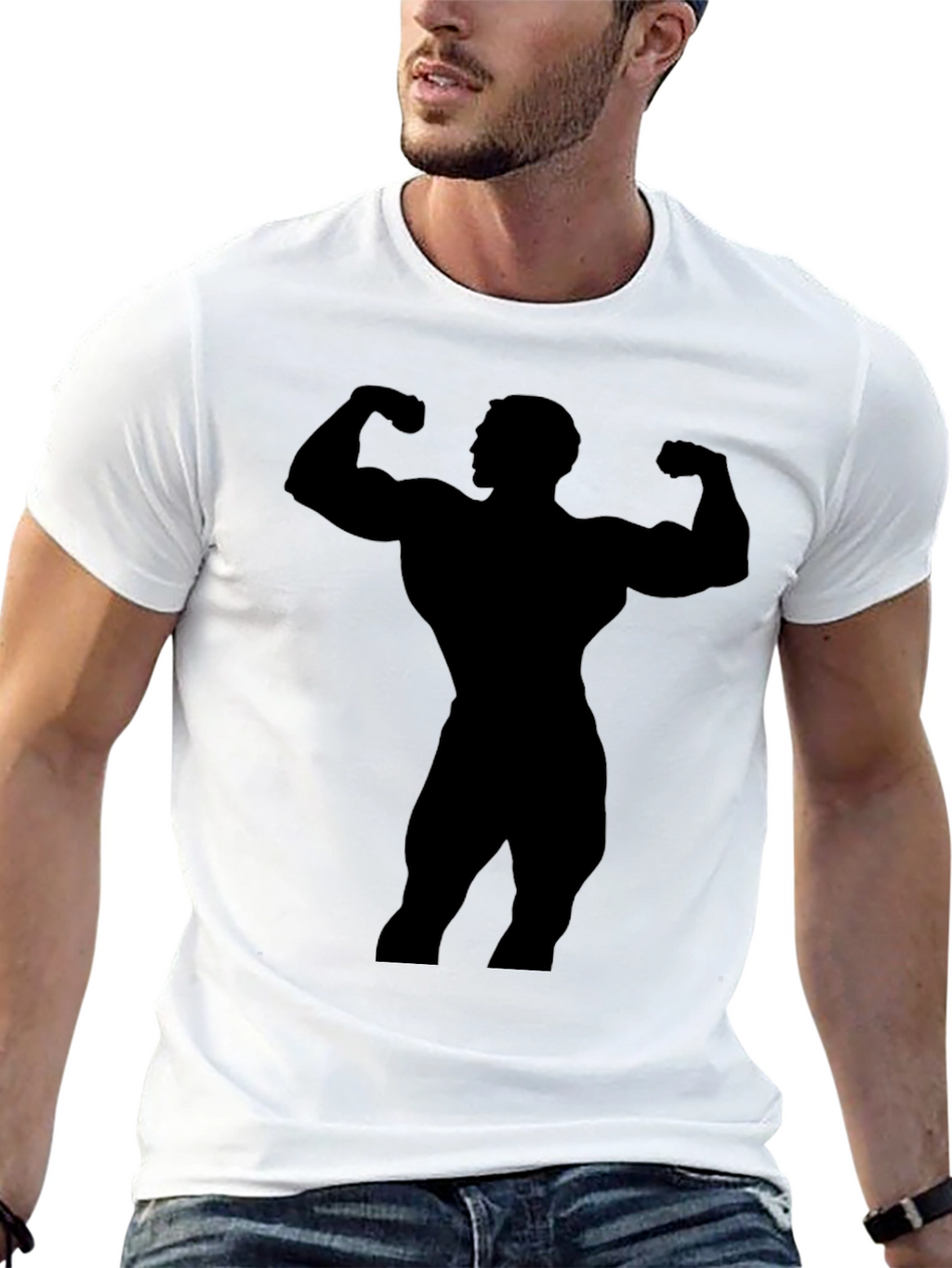 Bodybuilder Silhouette Graphic Black T-Shirt