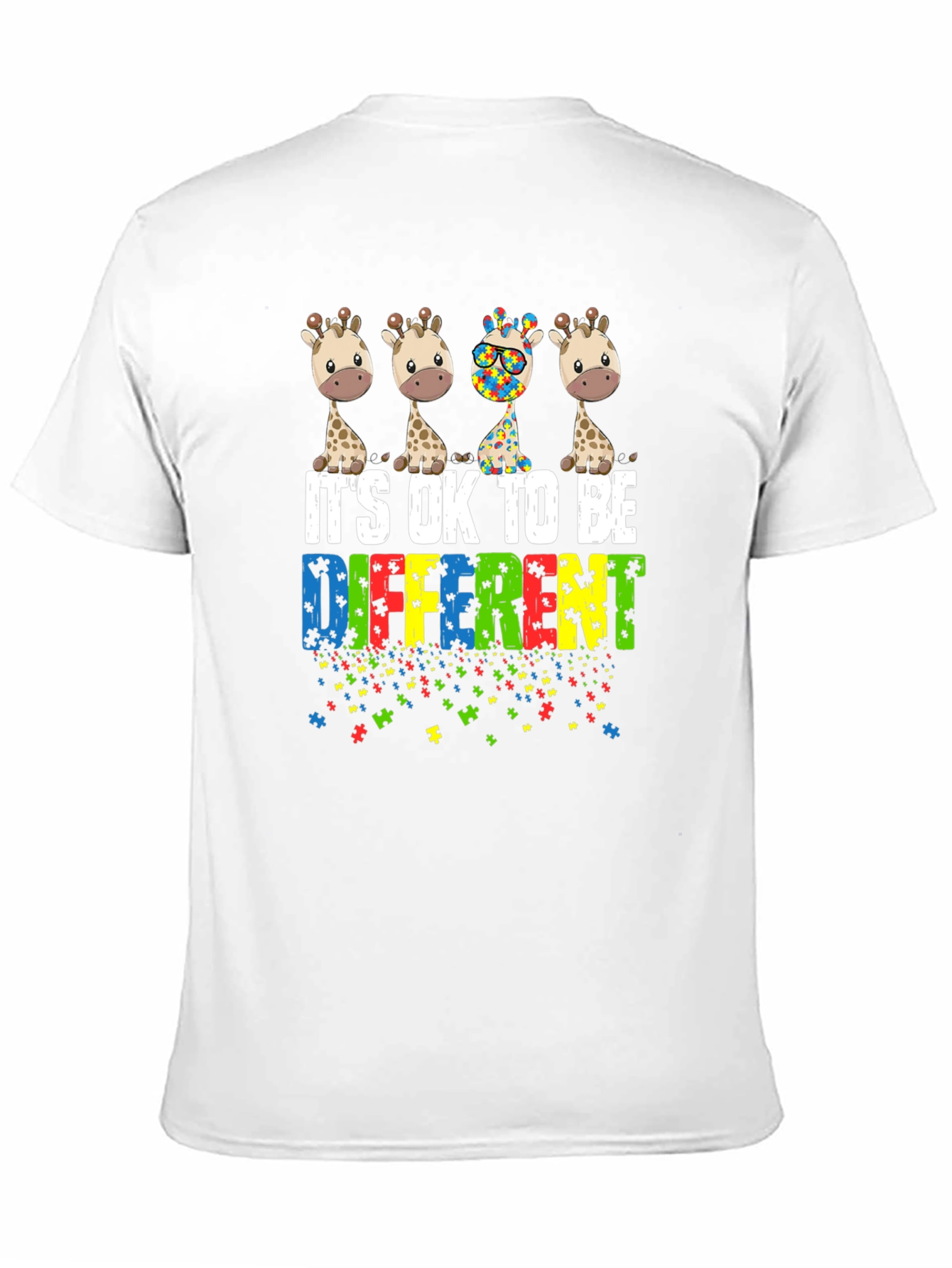 Autism Awareness Giraffe T-Shirt - Its Okay To Be Different