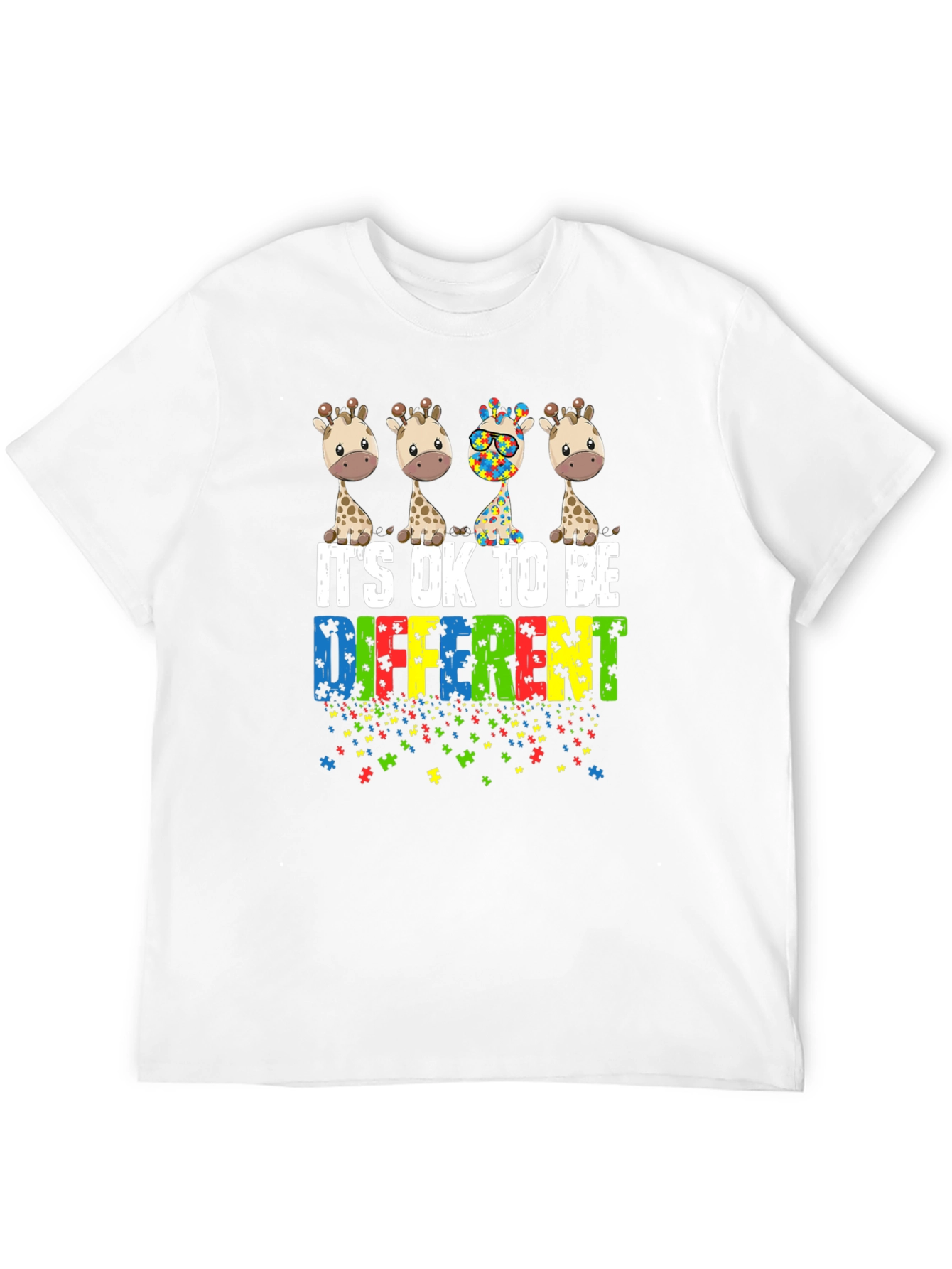 Autism Awareness Giraffe T-Shirt - Its Okay To Be Different