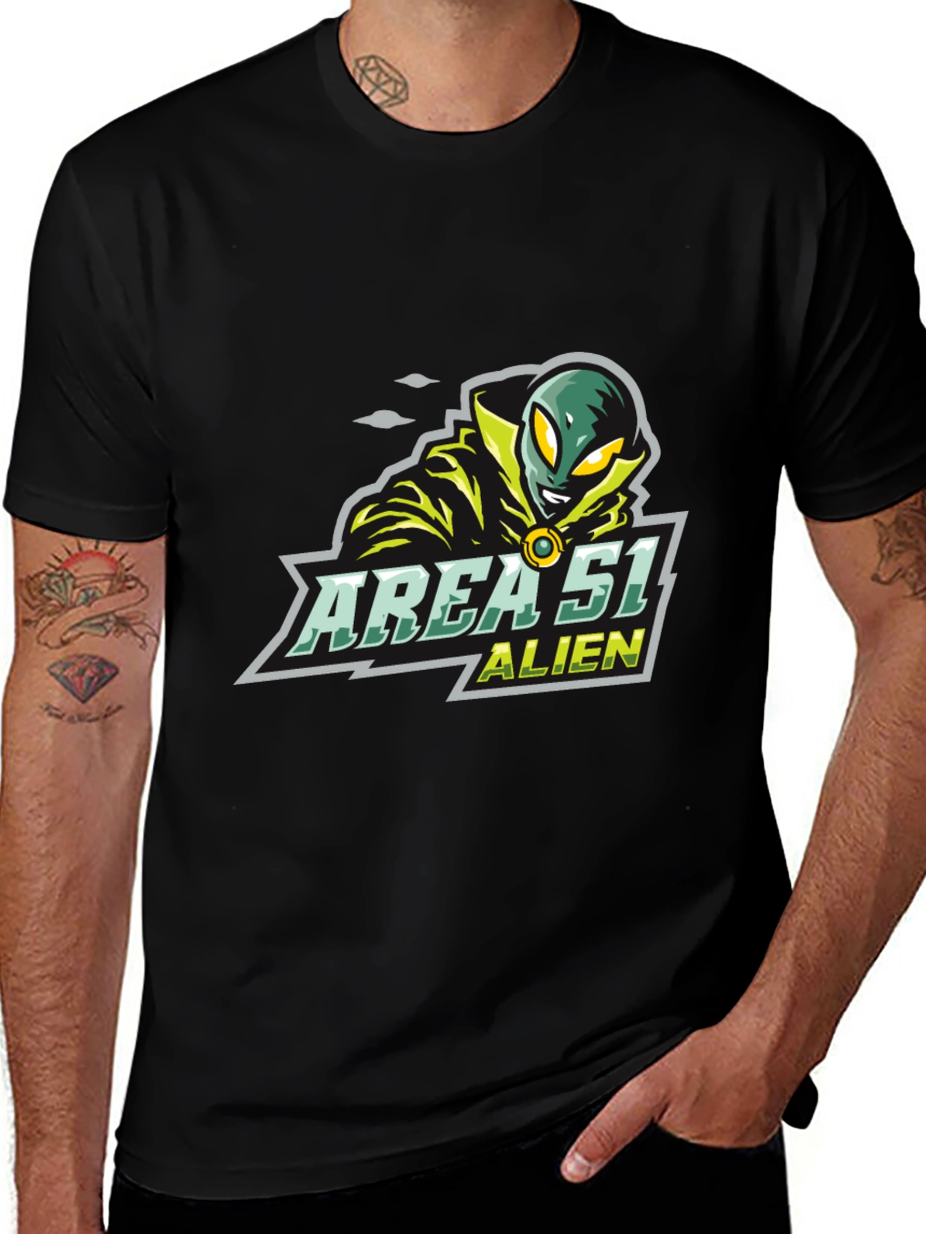 Area 51 Alien Graphic T-Shirt - Black Tee