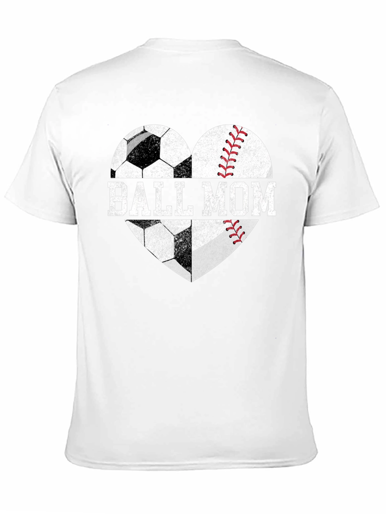 Ball Mom Graphic Tee - Soccer Baseball Heart Design