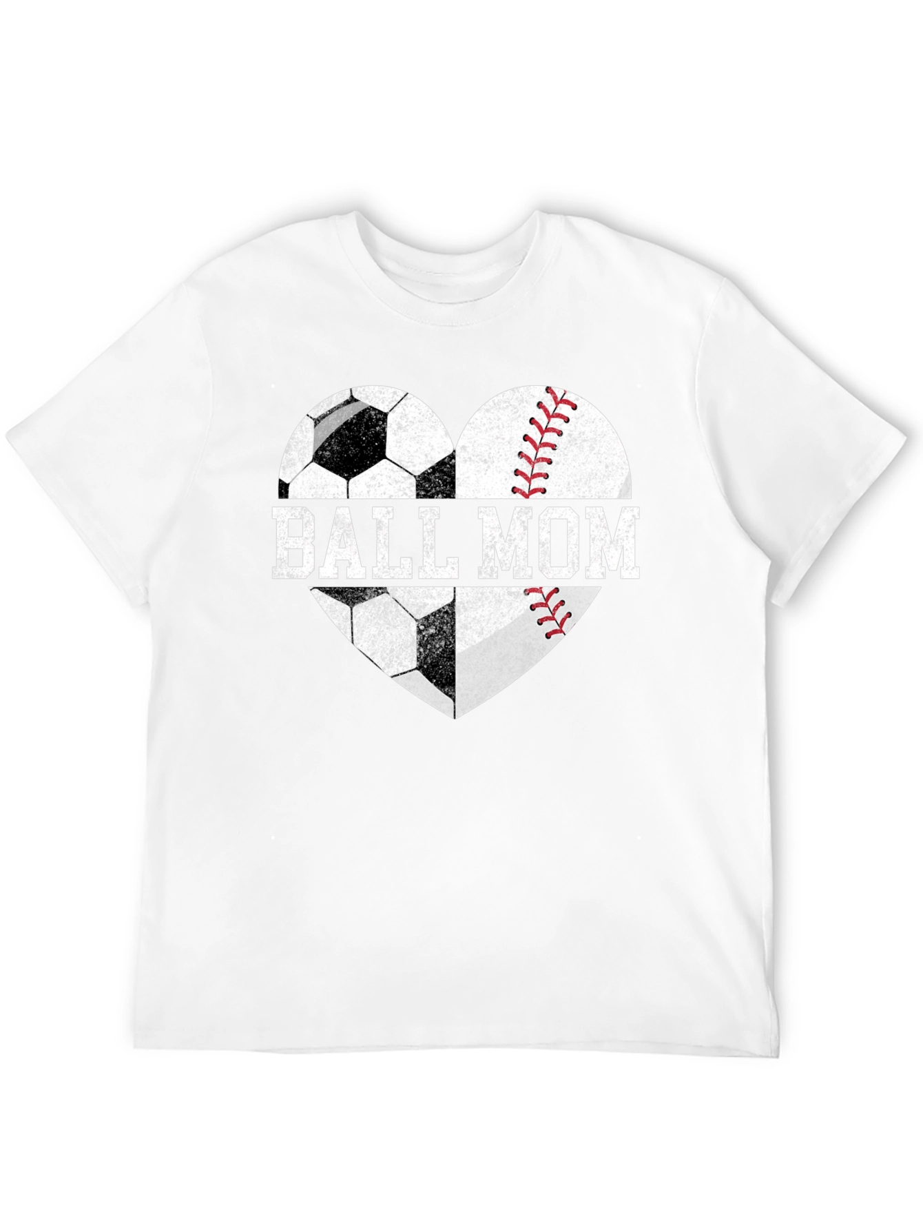 Ball Mom Graphic Tee - Soccer Baseball Heart Design