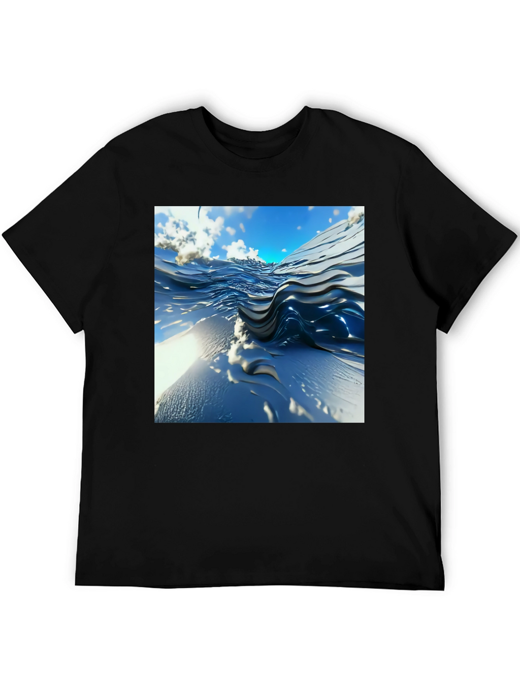 Abstract Wave Design Black T-Shirt