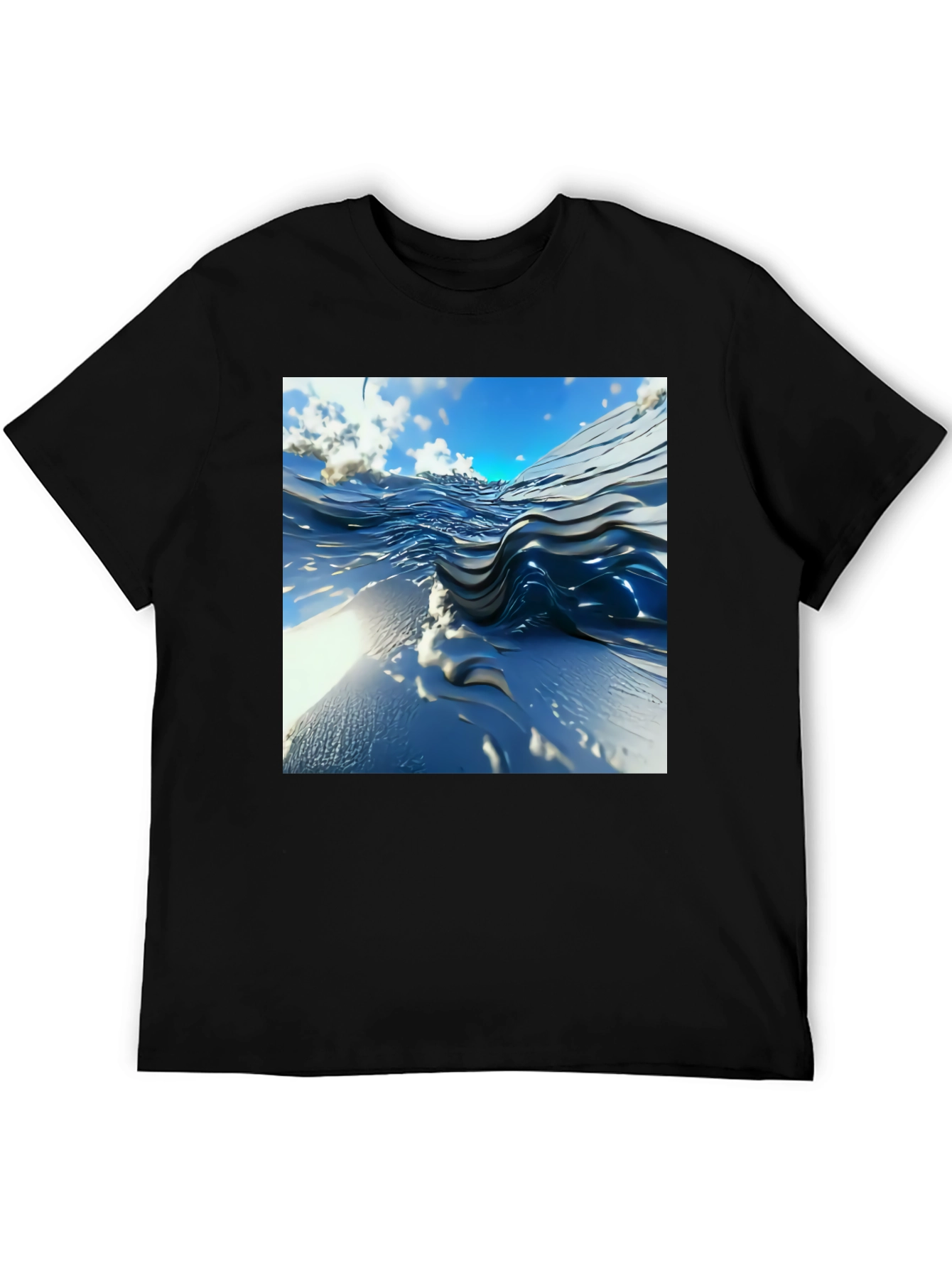 Abstract Wave Design Black T-Shirt