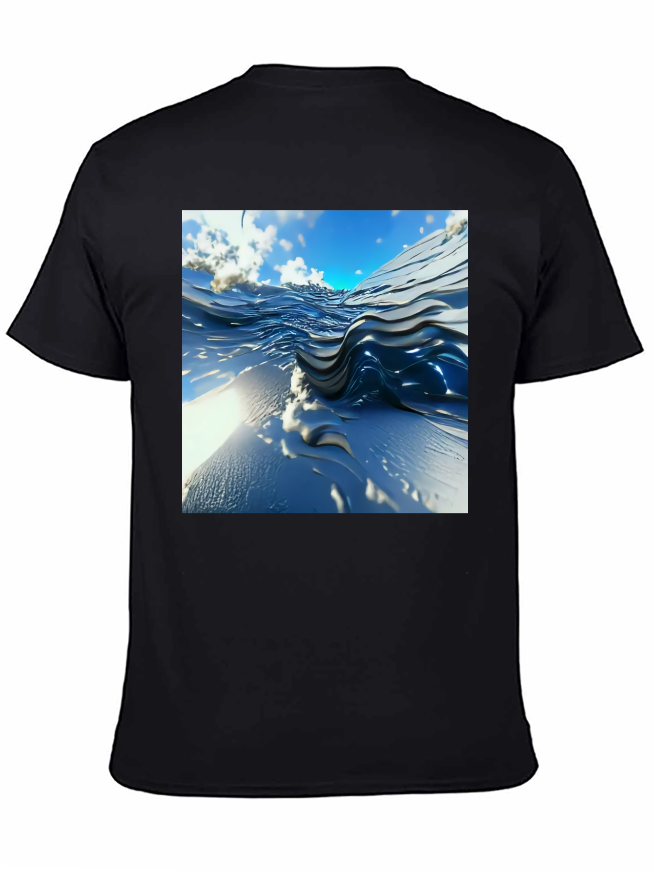 Abstract Wave Design Black T-Shirt