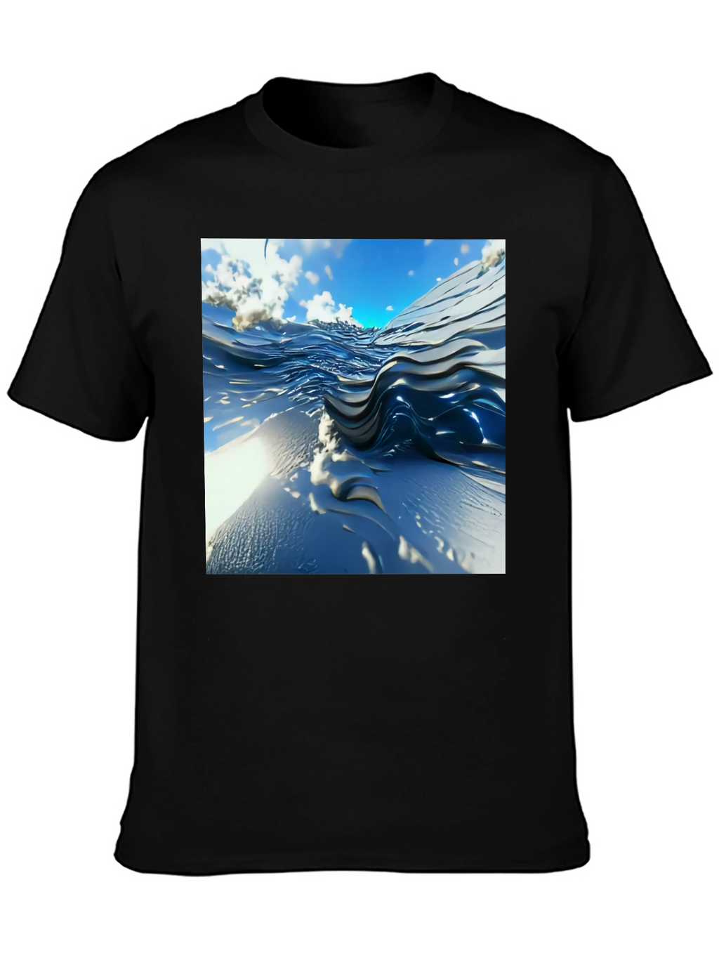 Abstract Wave Design Black T-Shirt