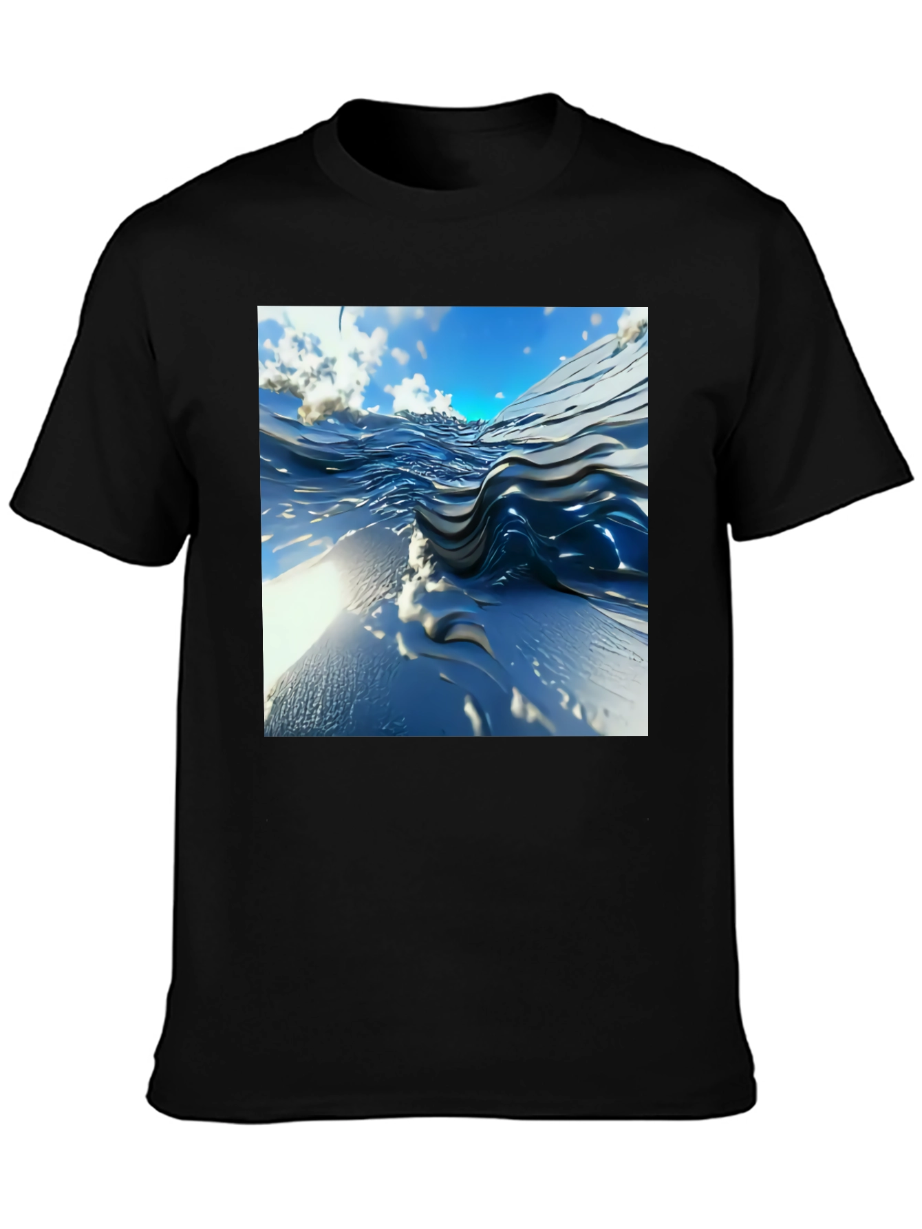 Abstract Wave Design Black T-Shirt
