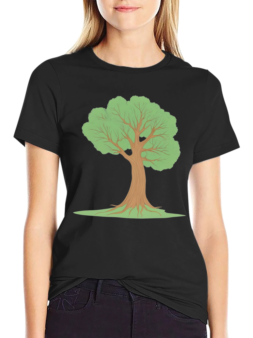 Black T-Shirt with Tree Graphic