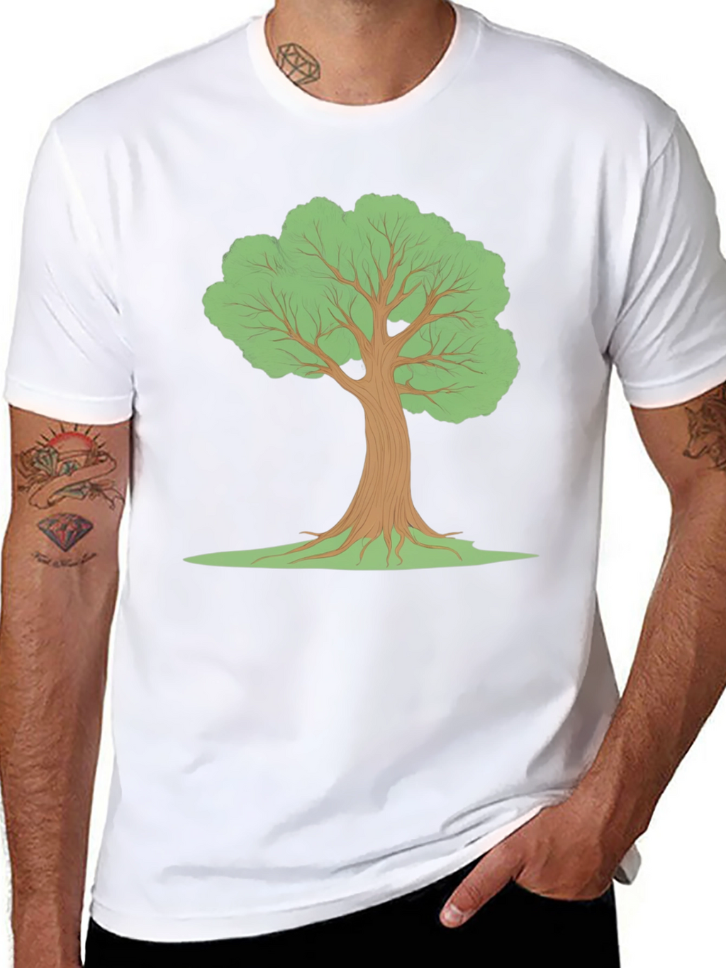 Black T-Shirt with Tree Graphic