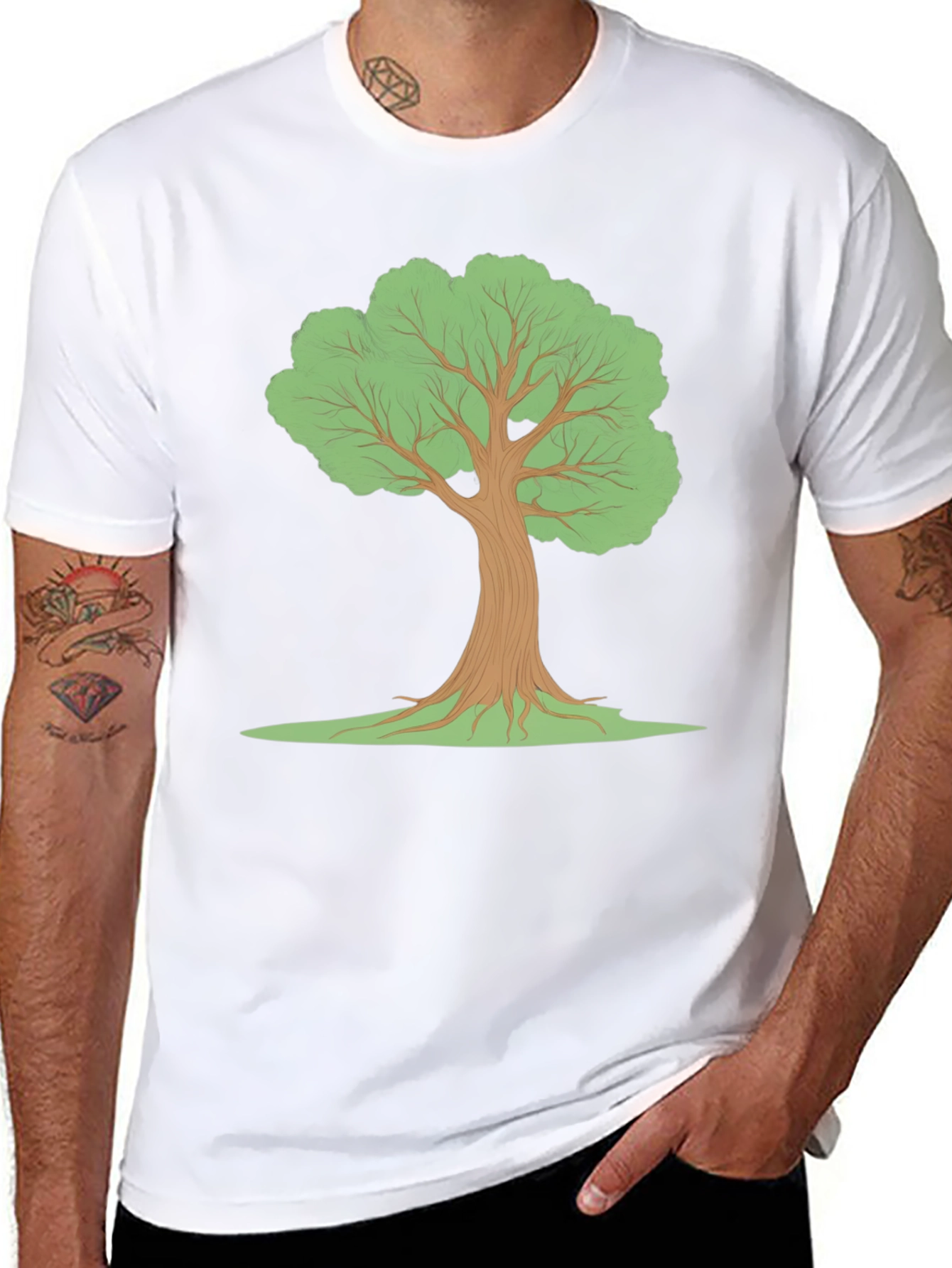 Black T-Shirt with Tree Graphic