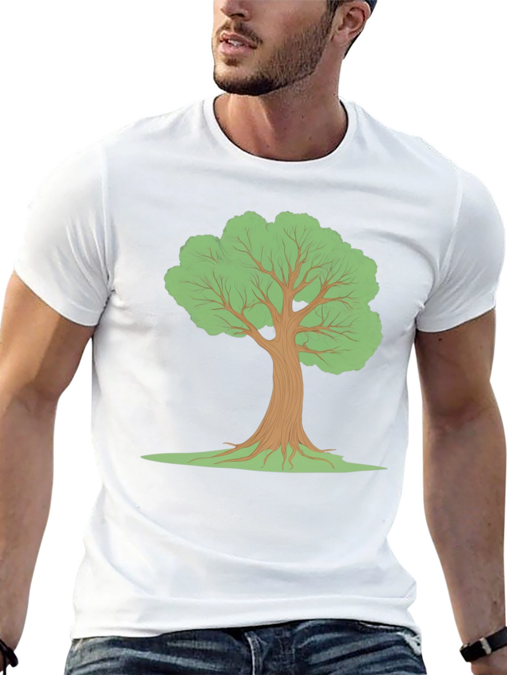 Black T-Shirt with Tree Graphic