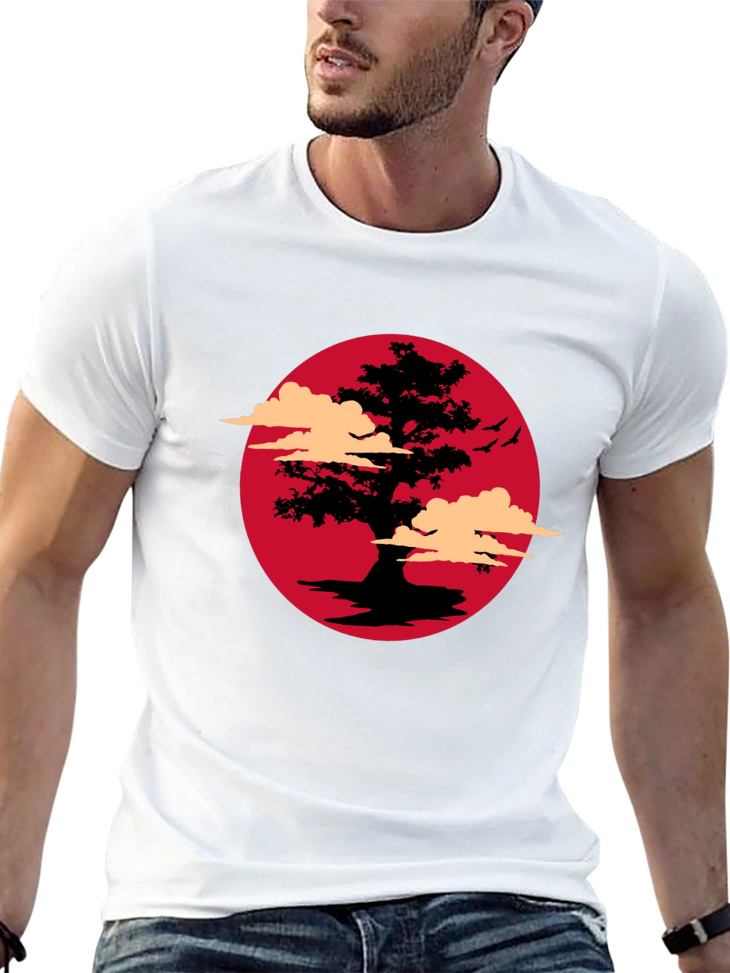 Bonsai Tree Sunset Graphic T-Shirt