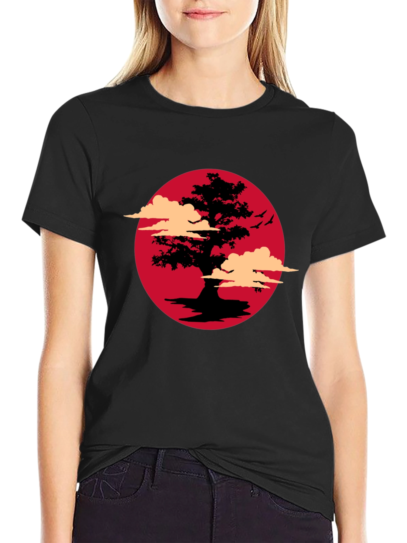 Bonsai Tree Sunset Graphic T-Shirt