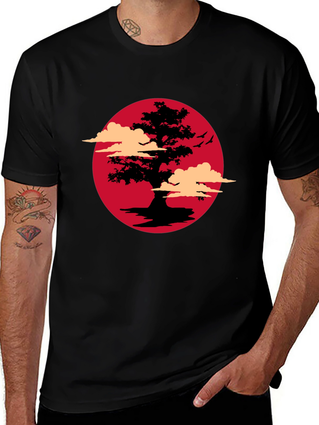 Bonsai Tree Sunset Graphic T-Shirt