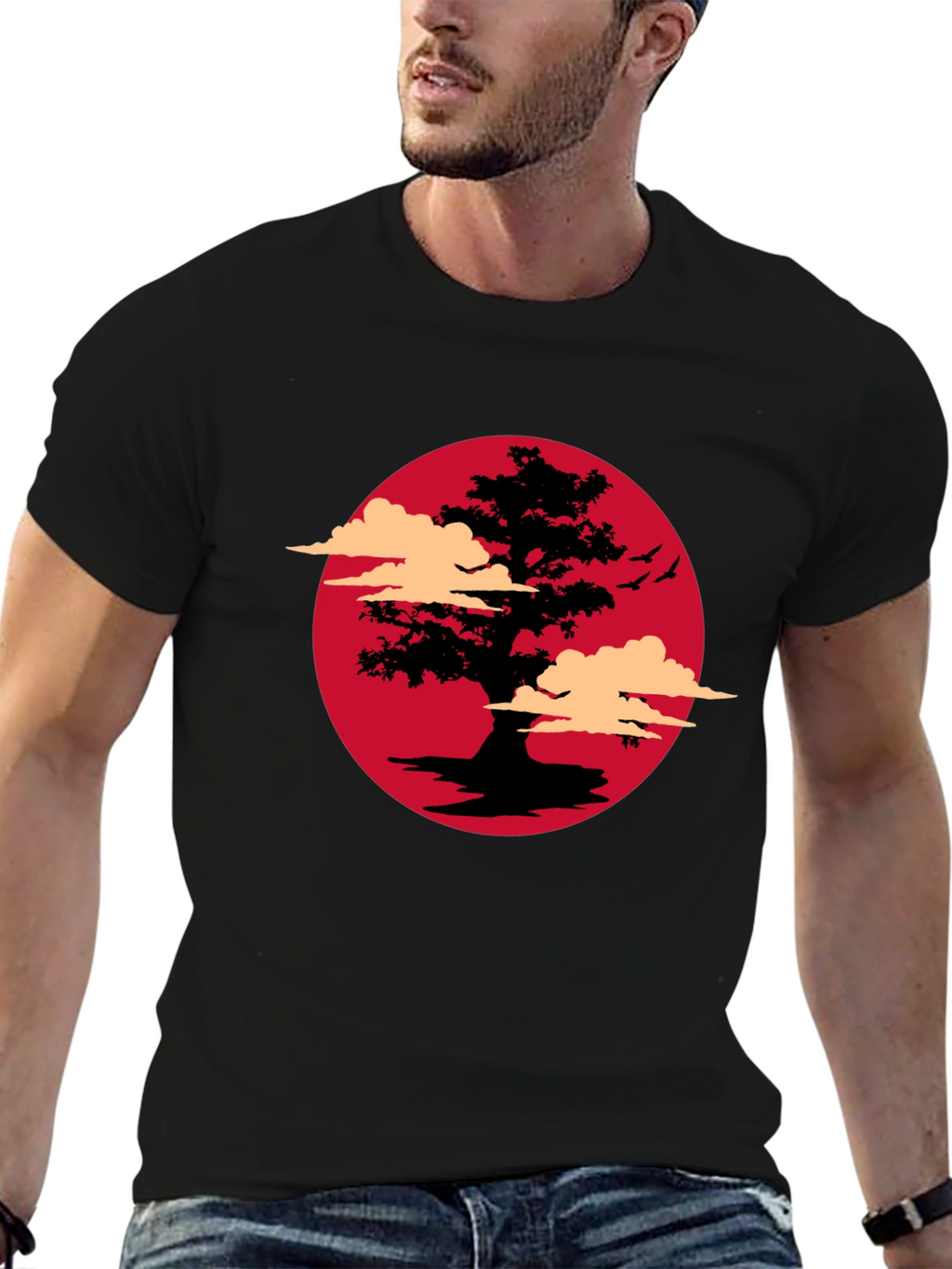 Bonsai Tree Sunset Graphic T-Shirt