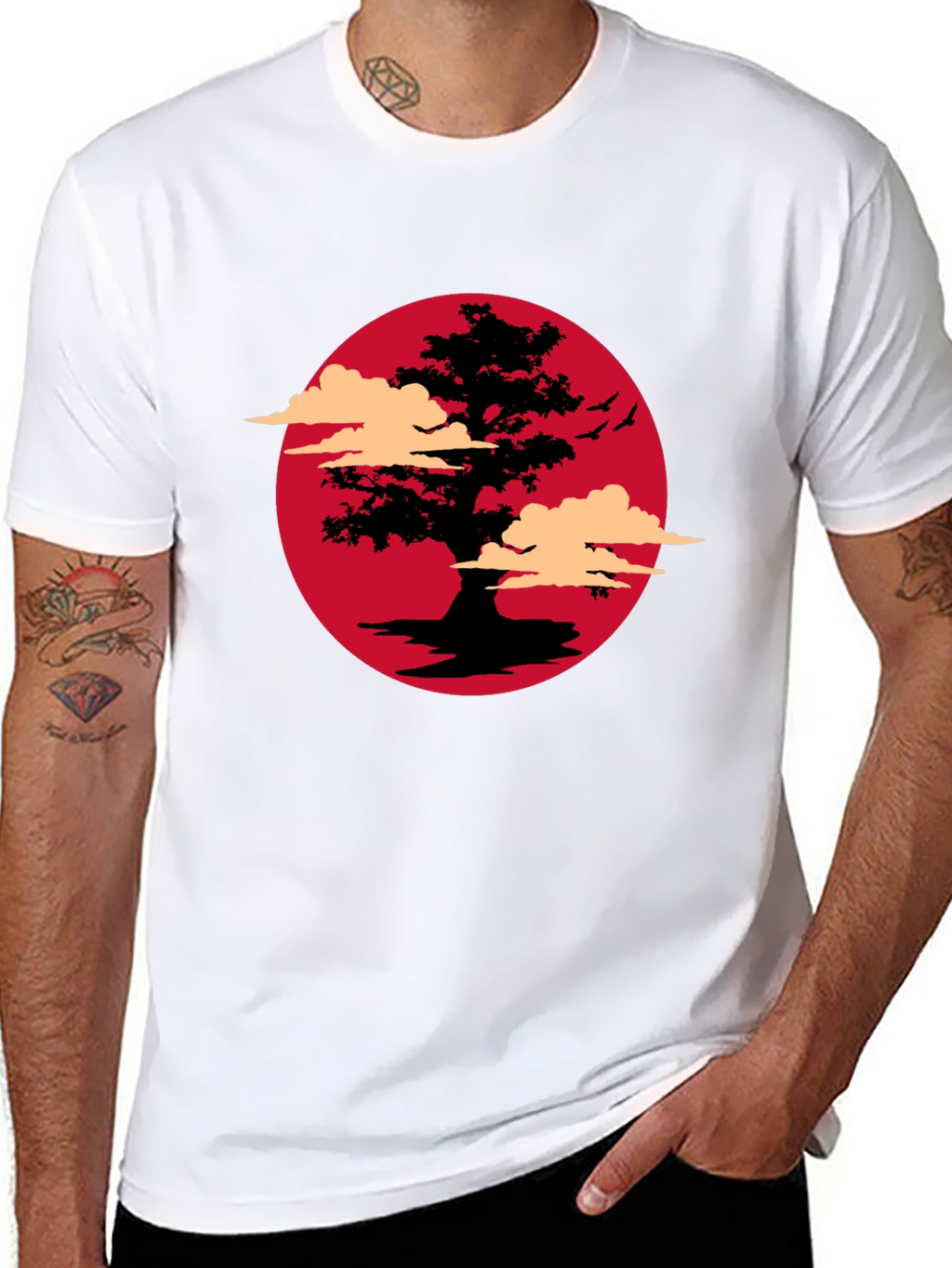Bonsai Tree Sunset Graphic T-Shirt
