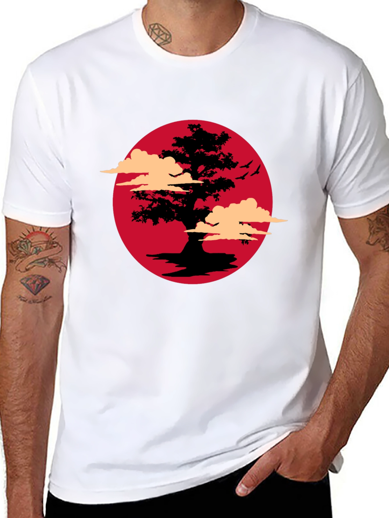 Bonsai Tree Sunset Graphic T-Shirt