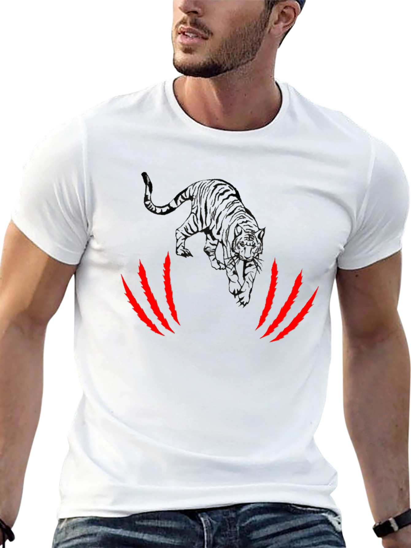 Black Tiger Graphic Tee - Claw Marks Design