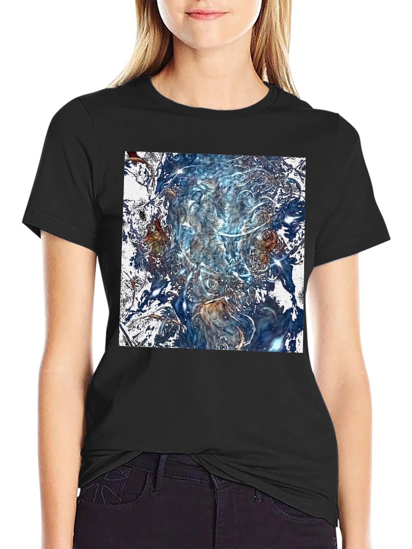 Abstract Art Graphic Print Black T-Shirt