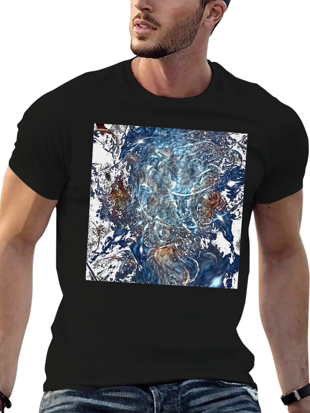 Abstract Art Graphic Print Black T-Shirt