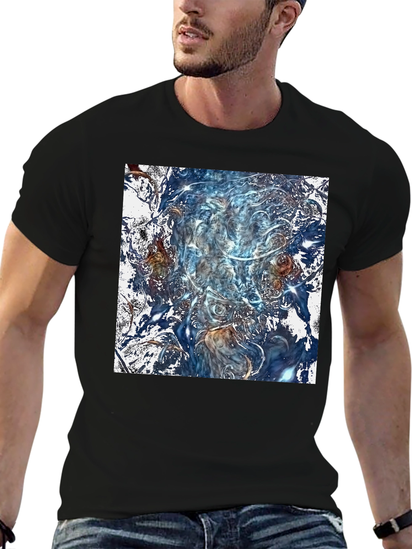 Abstract Art Graphic Print Black T-Shirt