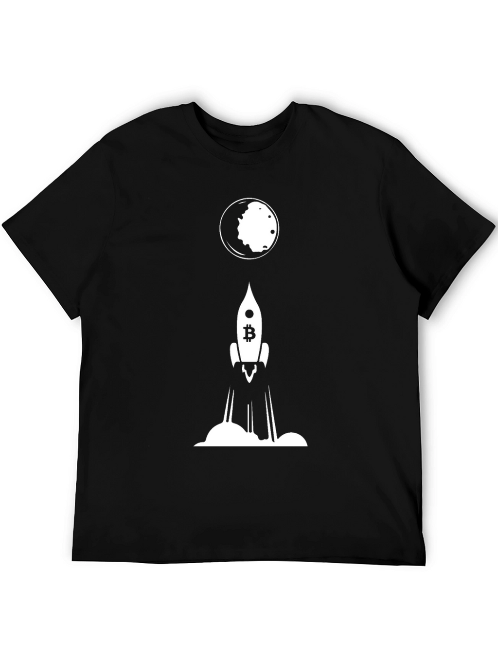 Bitcoin Rocket to the Moon Black T-Shirt