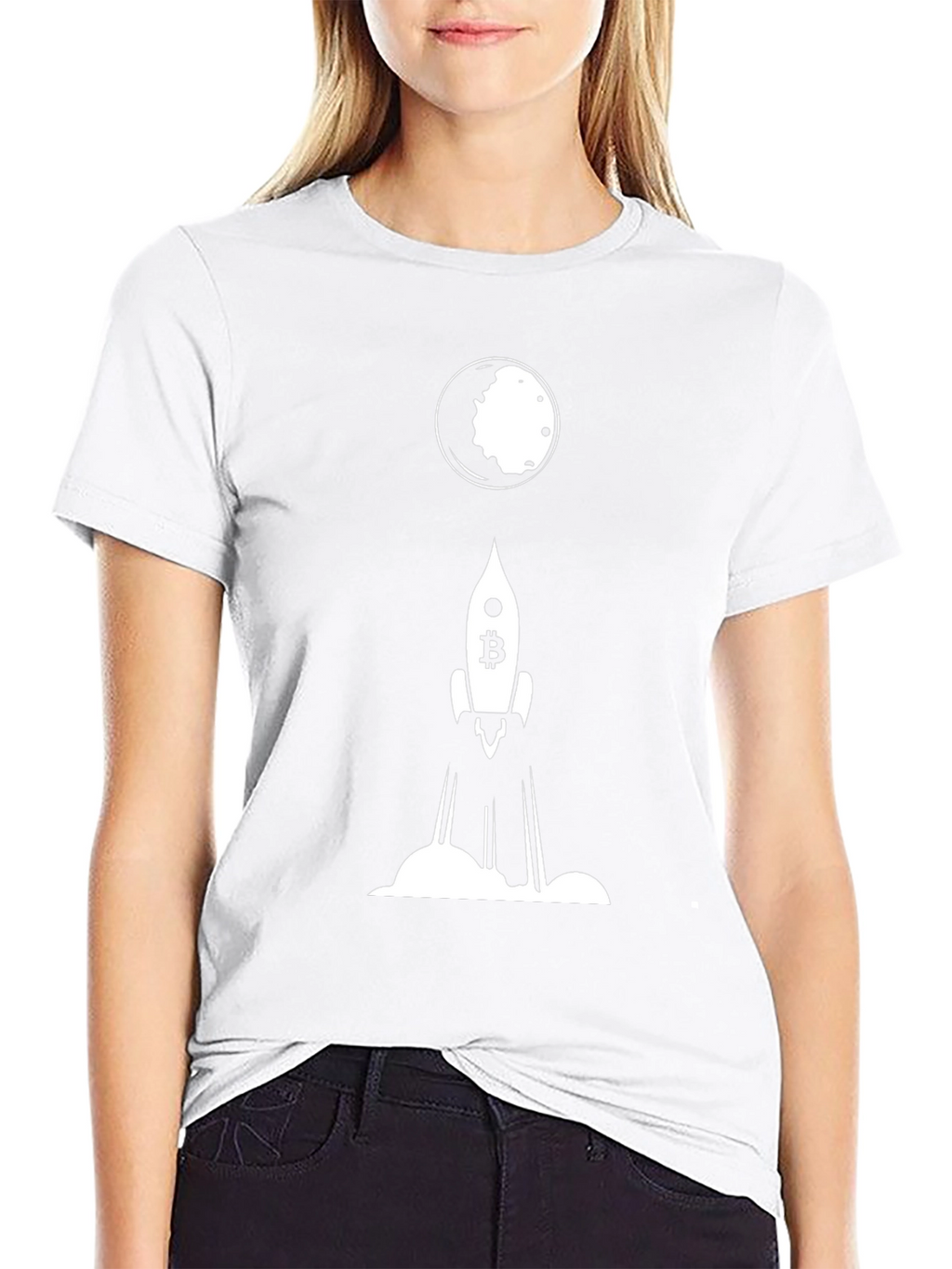 Bitcoin Rocket to the Moon Black T-Shirt